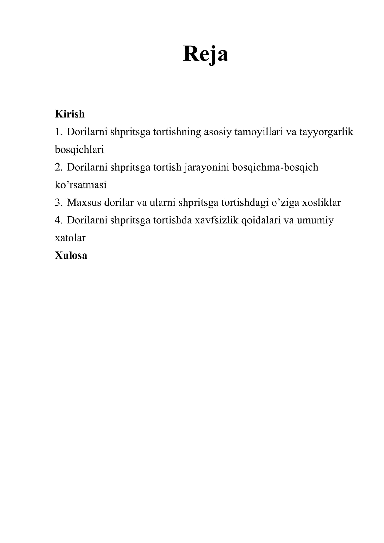 ”Dorilarni shpritsga tortish texnikasi ” 2