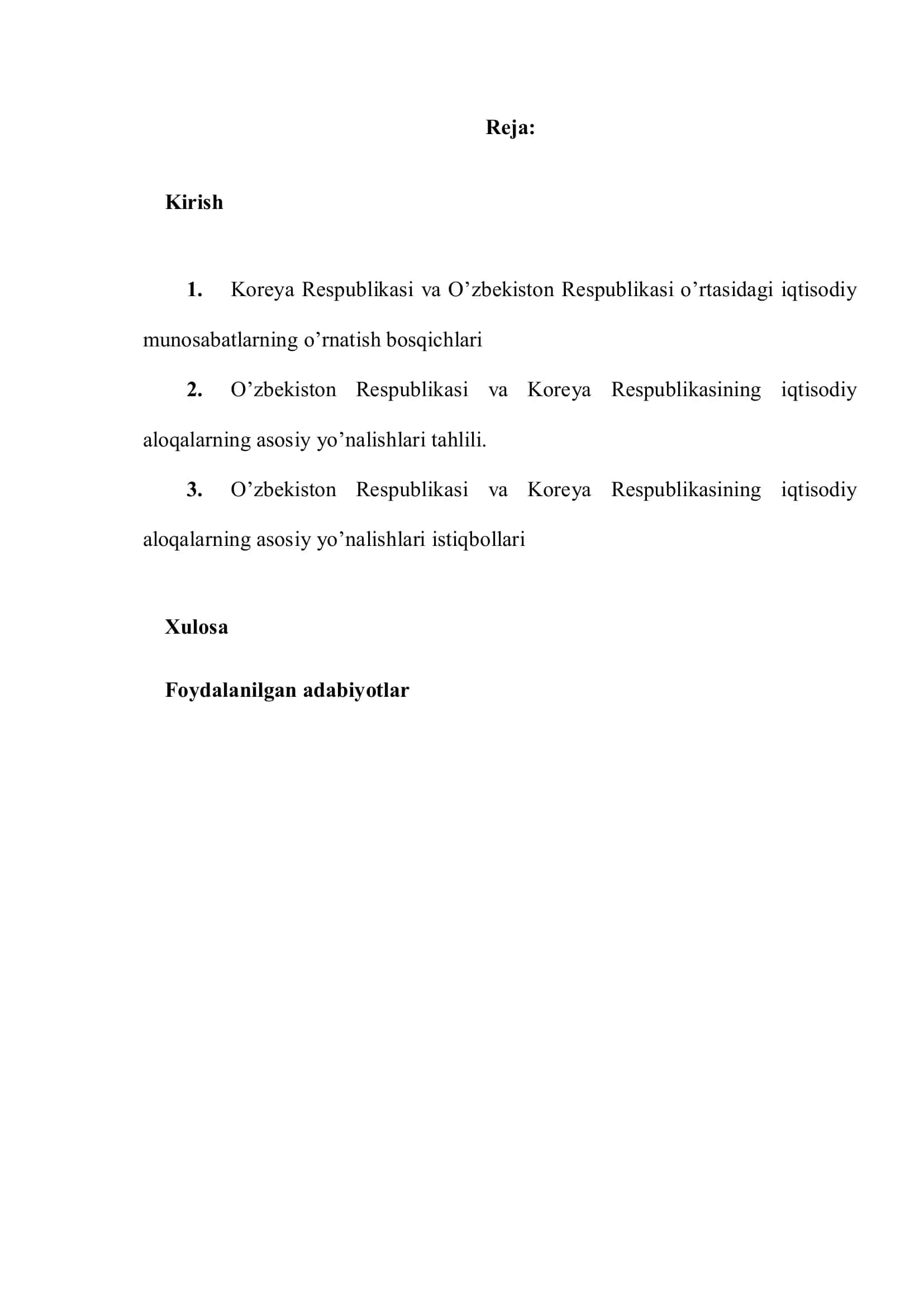 Koreya va O'zbekiston Iqtisodiy Munosabatlar 2