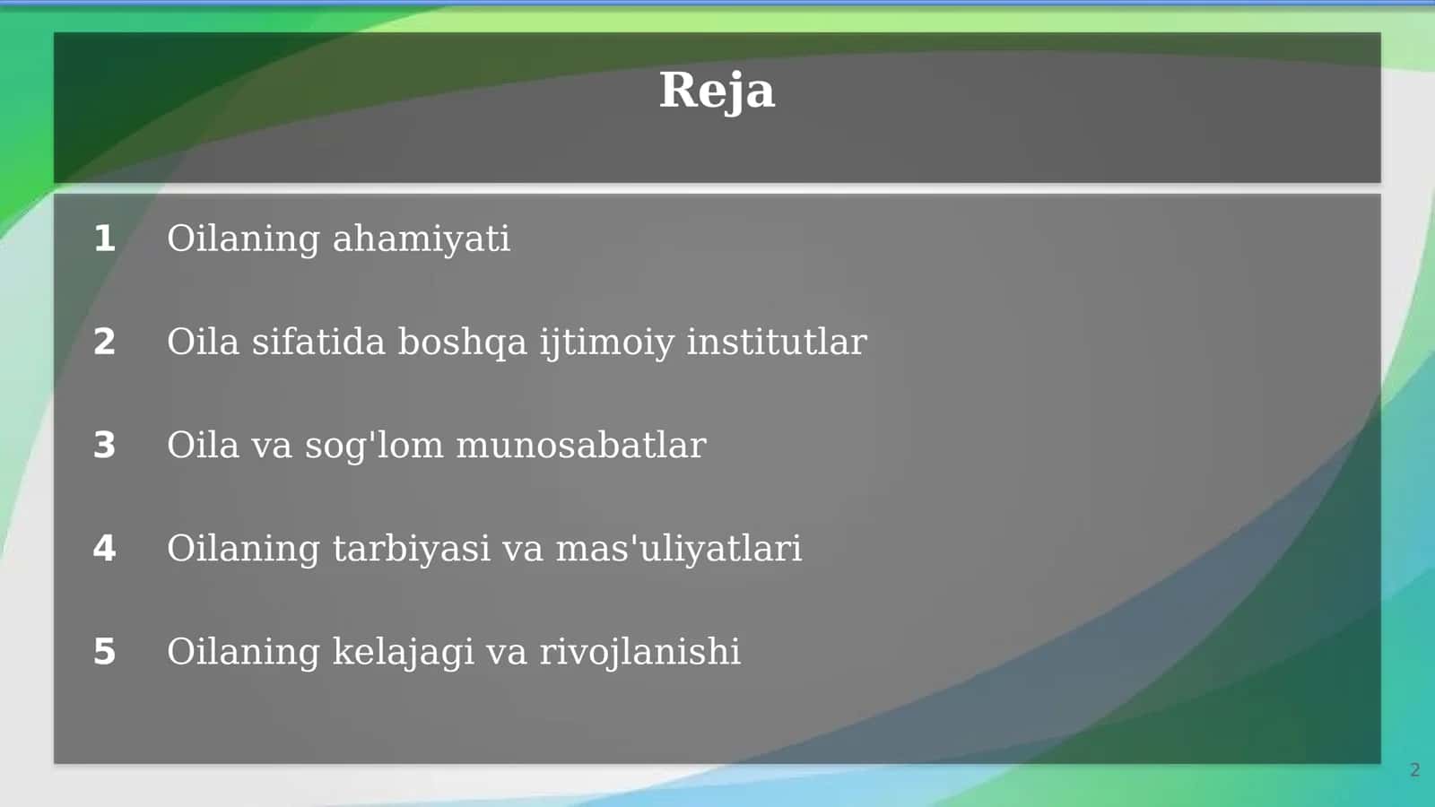 Oila va uning funksiyalari 2