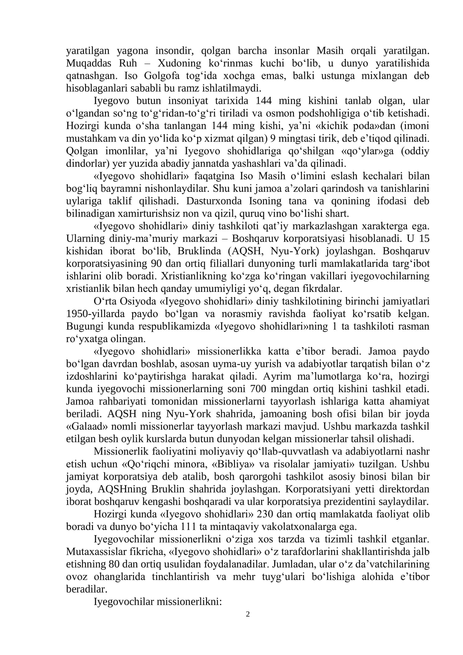 ZAMONAVIY DINIY HARAKATLAR VA SEKTALAR 2