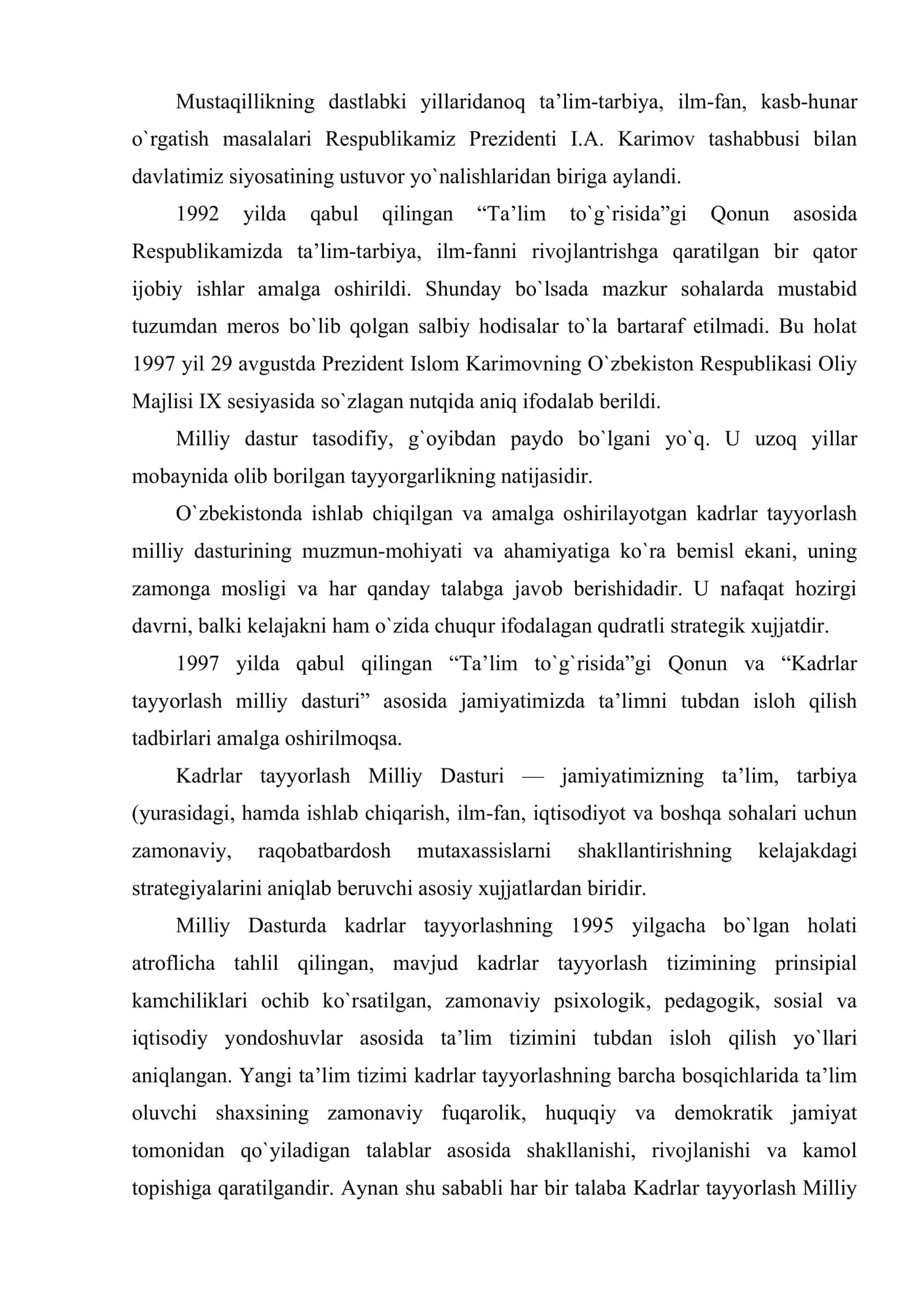 Kadrlar tayyorlash milliy dasturi 2