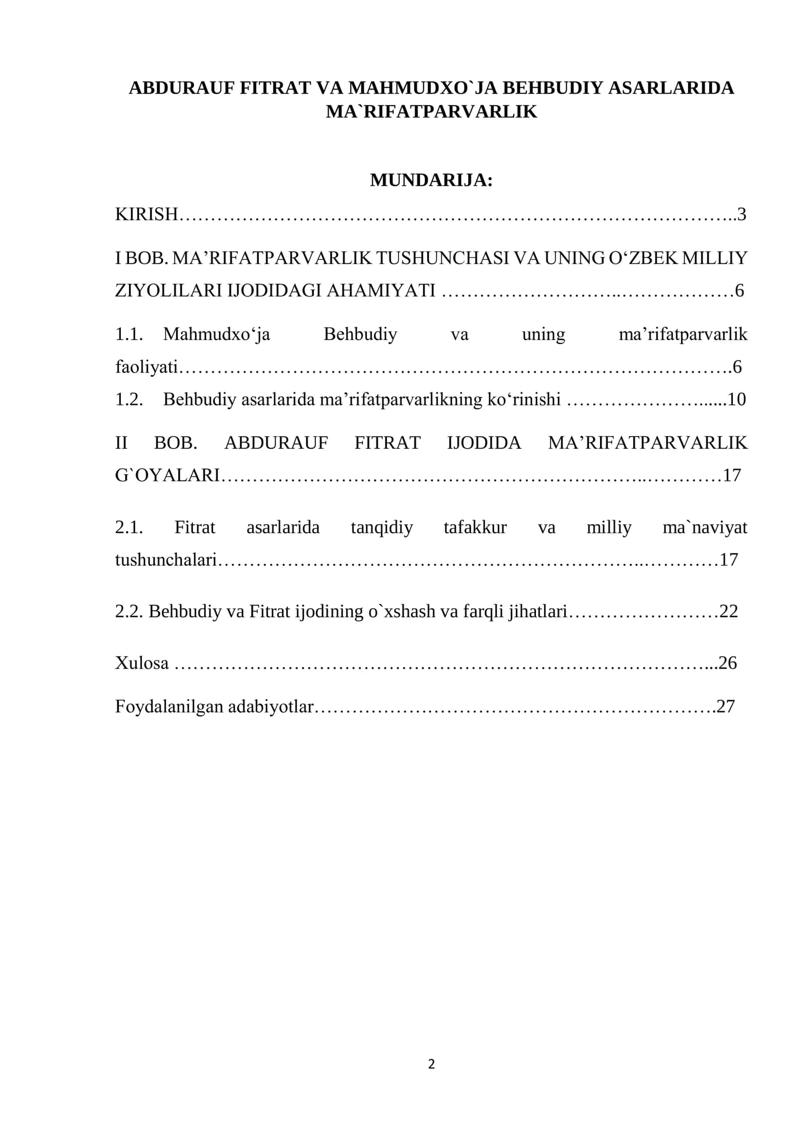 ABDURAUF FITRAT VA MAHMUDXO`JA BEHBUDIY ASARLARIDA MA`RIFATPARVARLIK 2