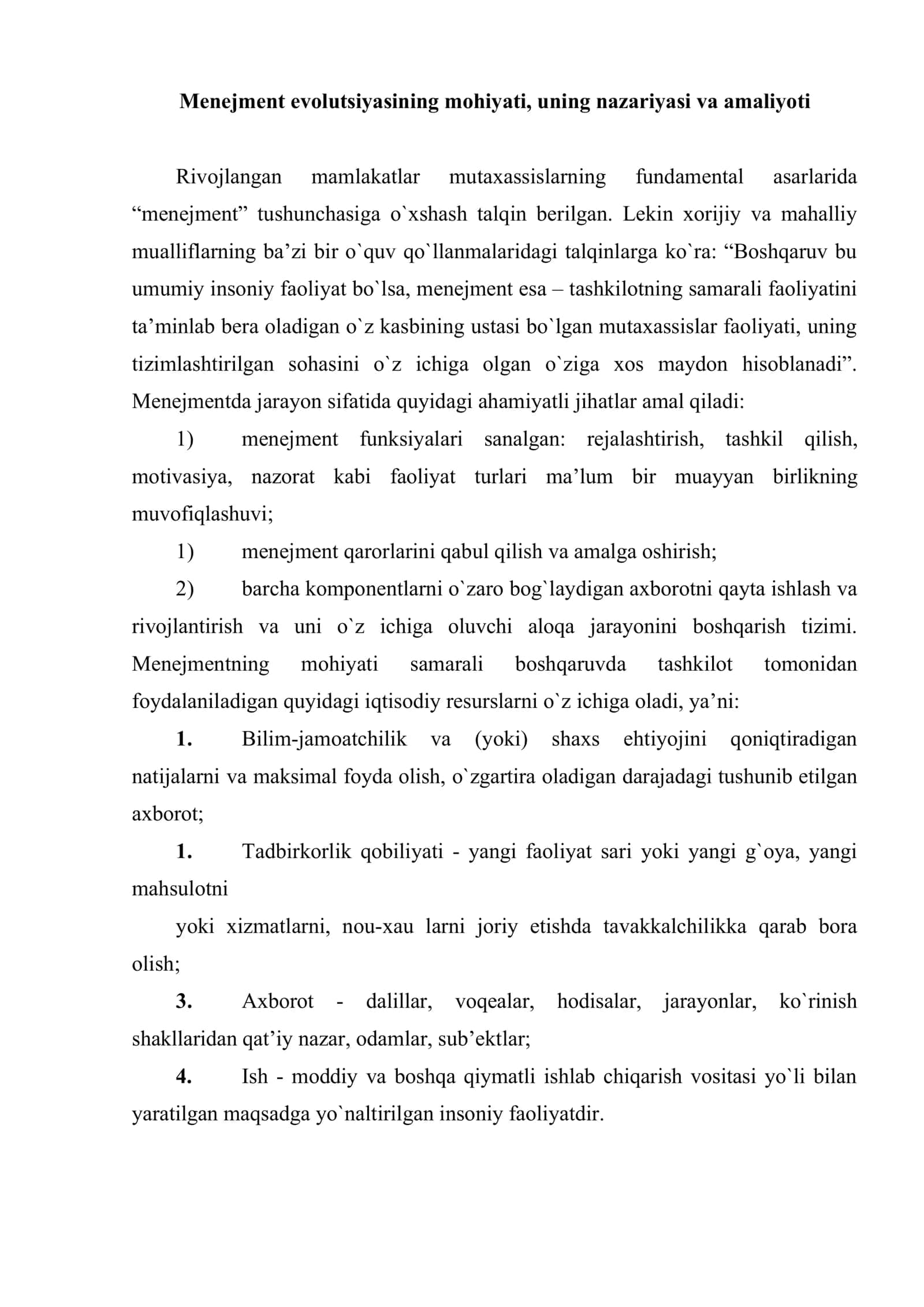 Evolutsion menejment konsepsiyasi 2