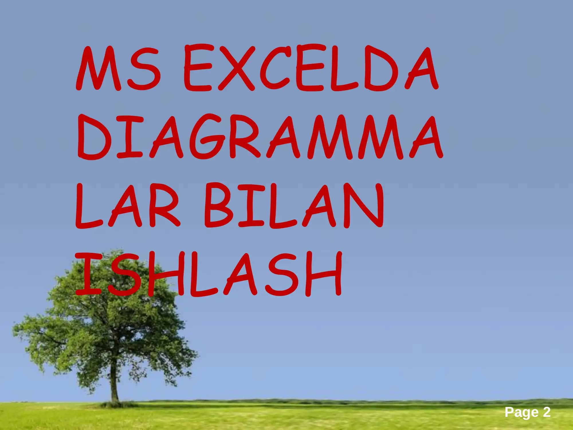 MS Excelda diagrammalar bilan ishlash 2