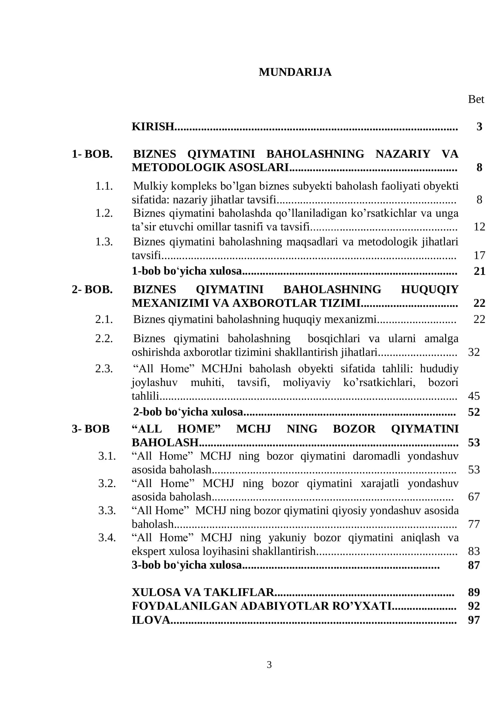 Baholash ishi va investitsiyalar 2