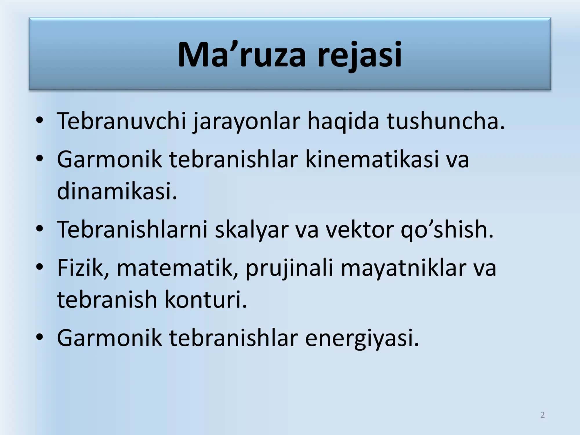 Tebranma harakatlar 2