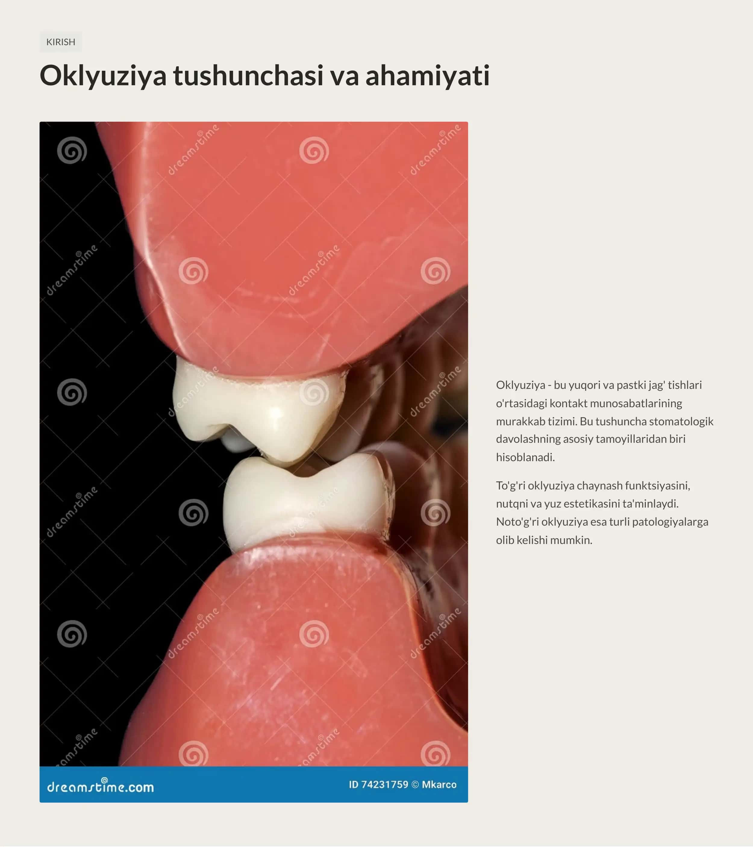 Oklyuziya turlari va tishlov asoslari 2