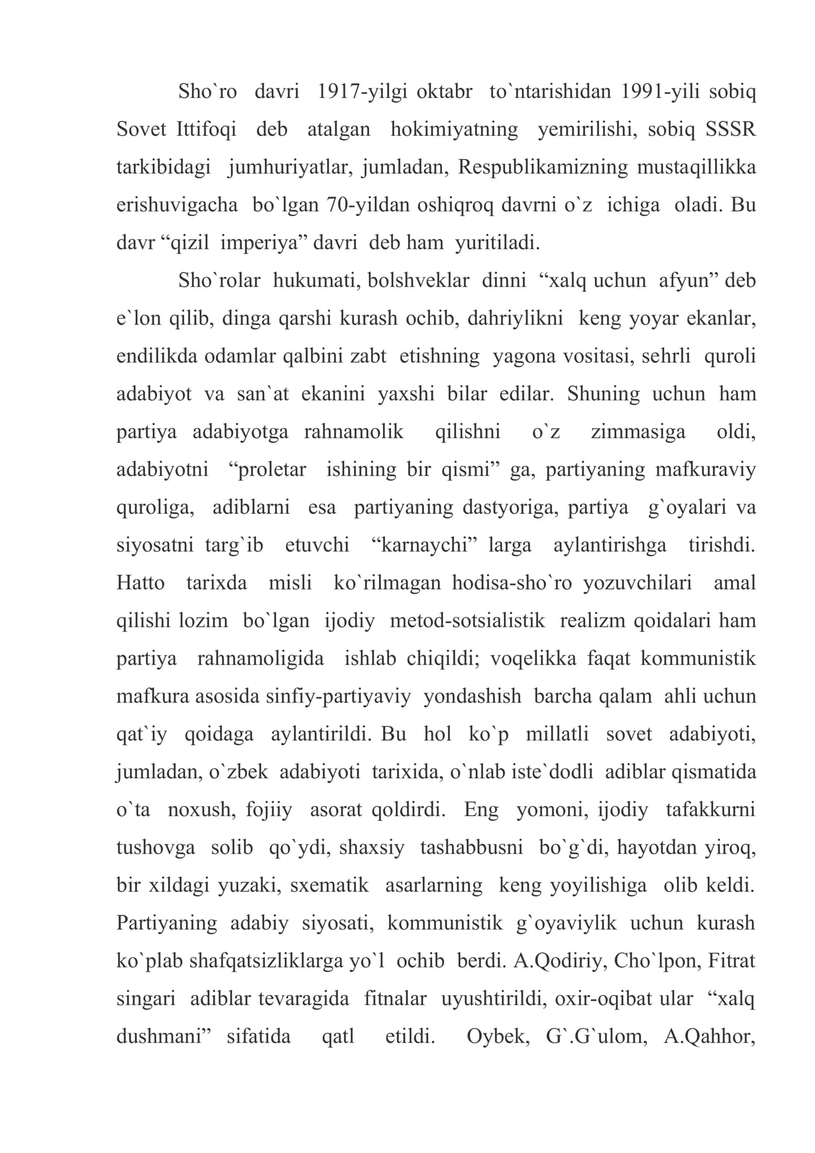 Sho`ro davri o`zbek adabiyoti 2