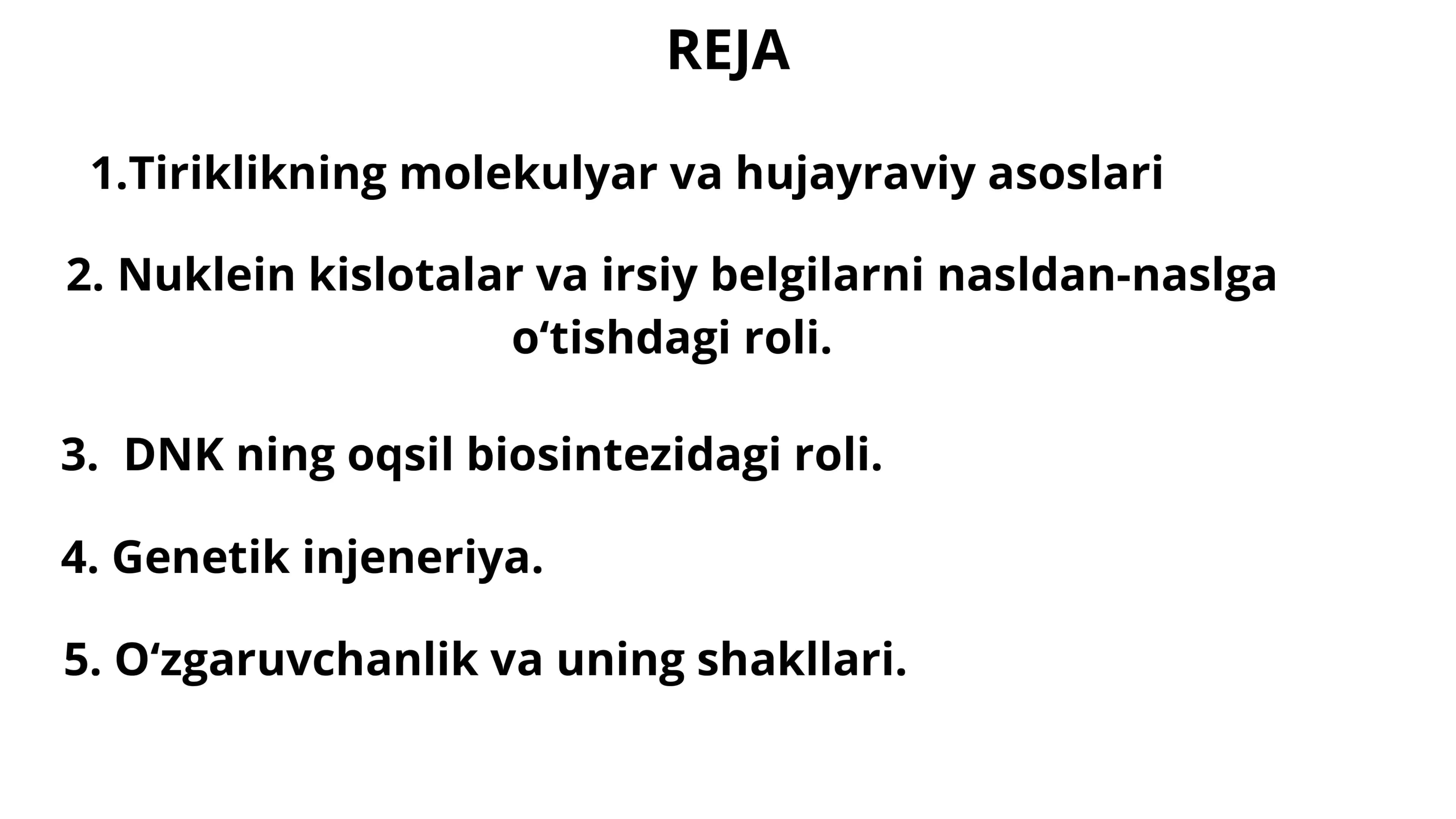 TIRIKLIKNING MOLEKULYAR ASOSLARI 2