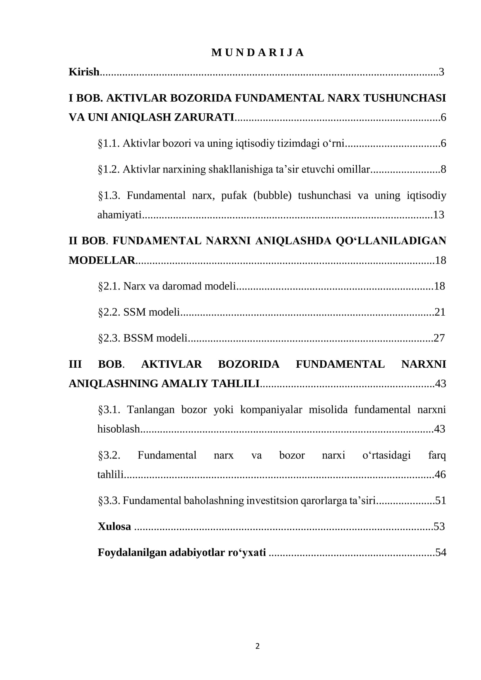 AKTIVLAR BOZORIDA FUNDAMENTAL QIYMATNI ANIQLASH MODELLARI 2