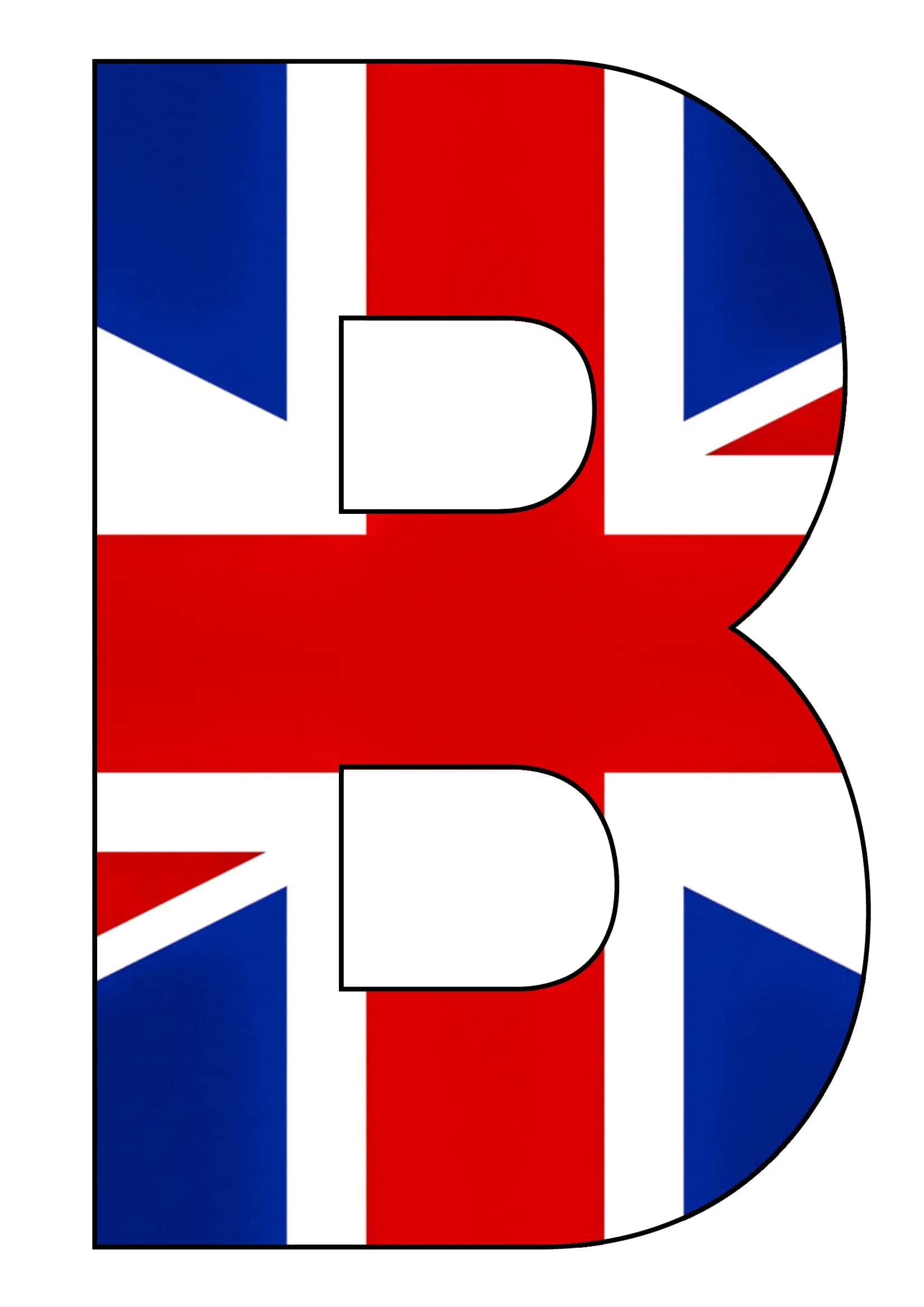 Harflar Buyuk Britaniya bayrog'i fonida 2