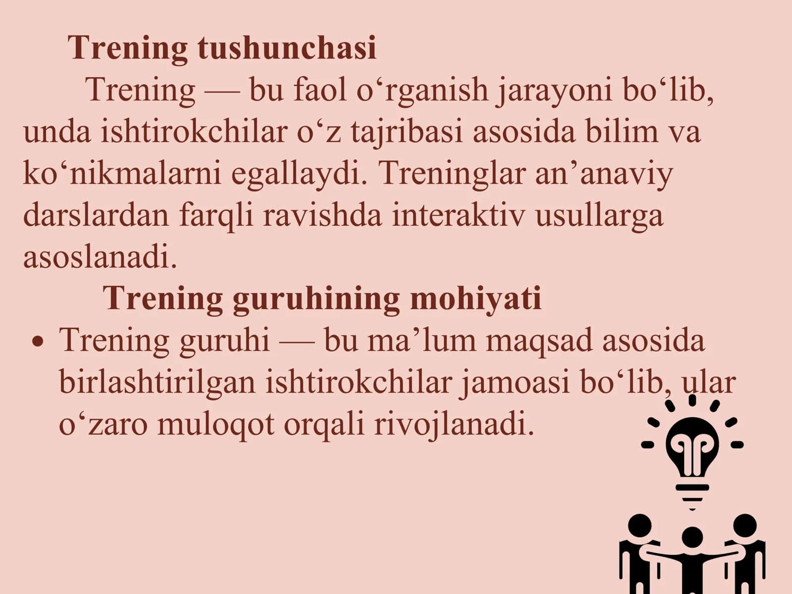 Trening guruhlarining asosiy yo‘nalishlari 2