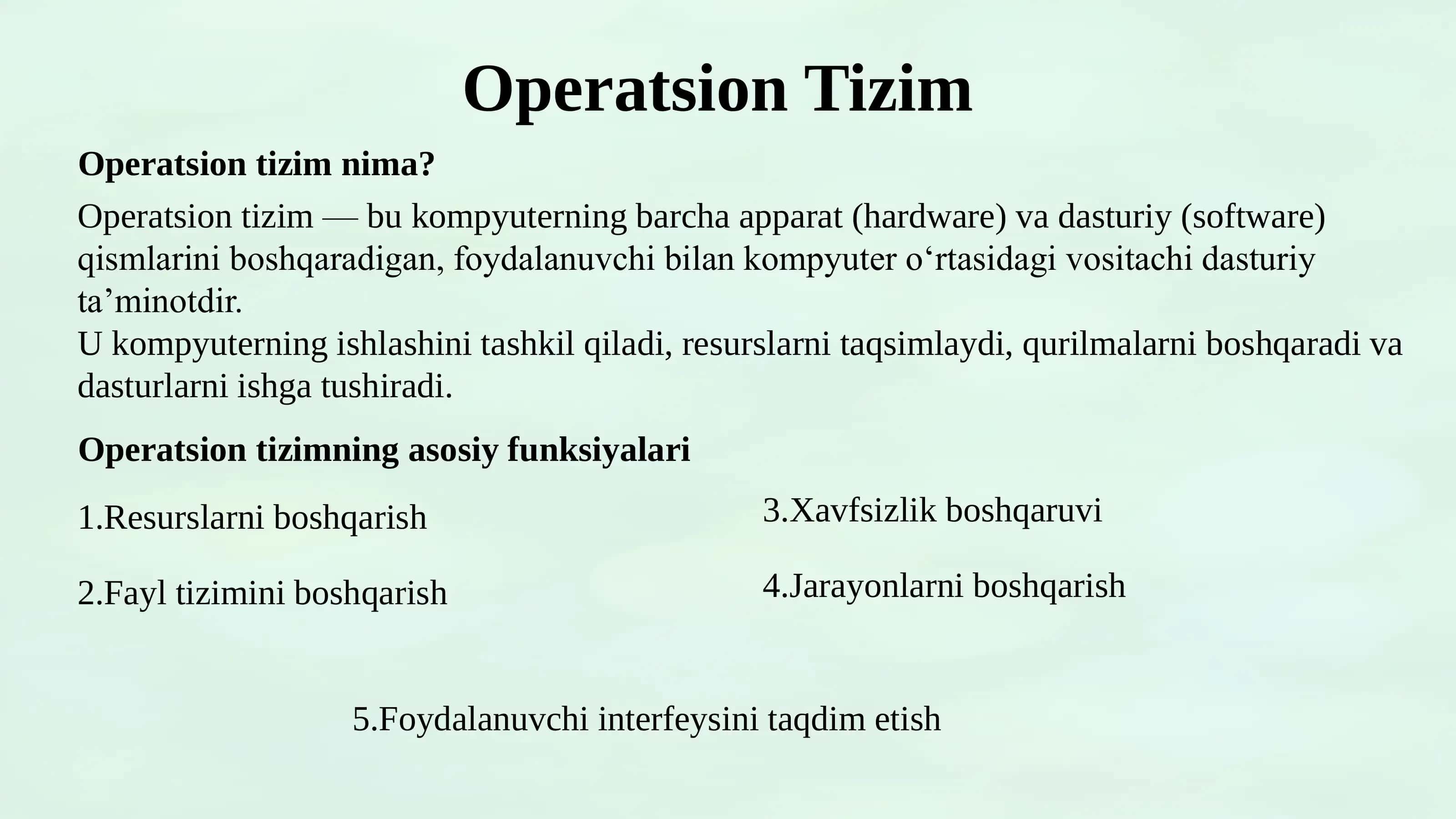 Operatsion Tizimlar 2