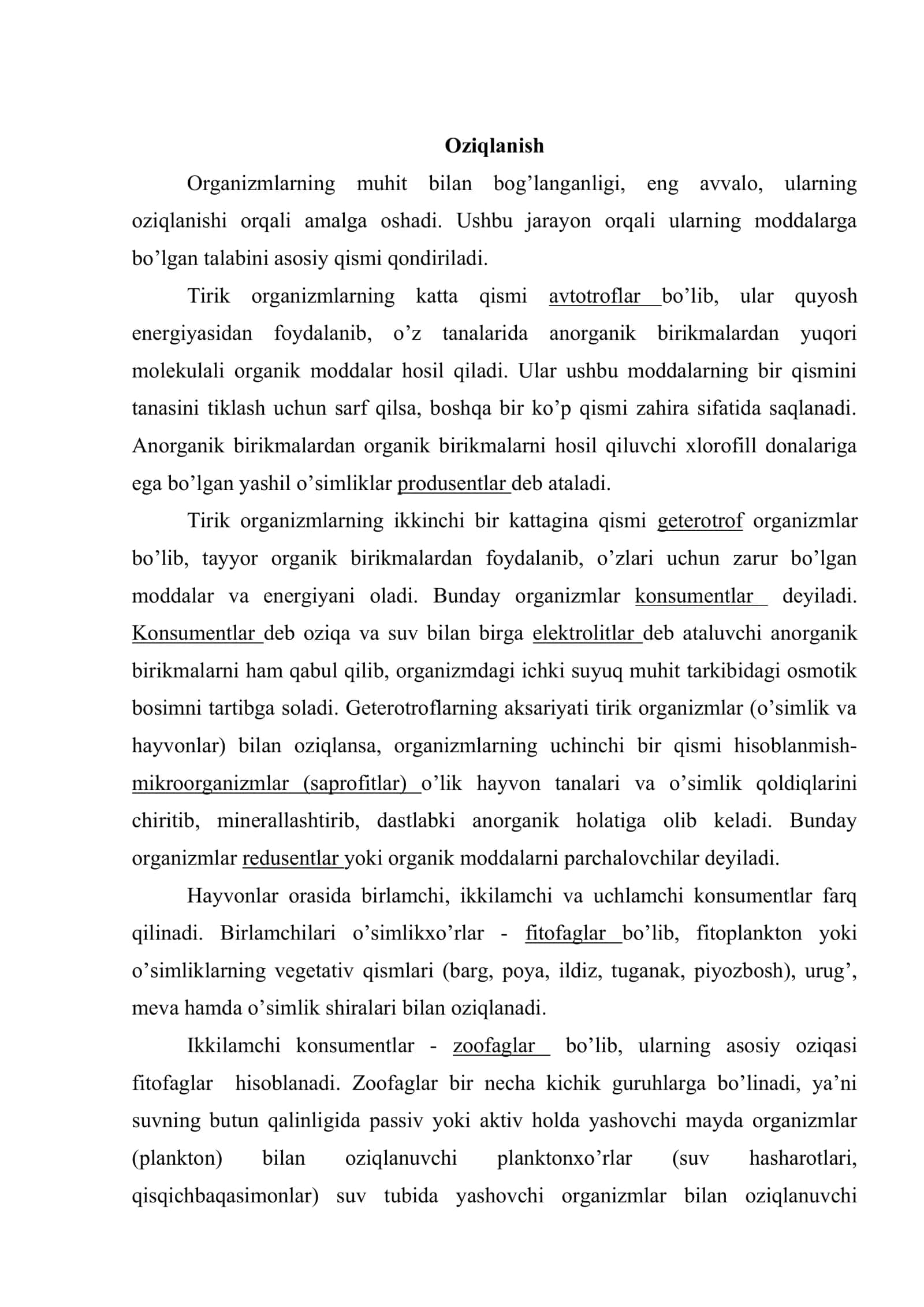 Hayvonlarning oziqlanishi va uning shakllari. Oziqa topish usullari 2