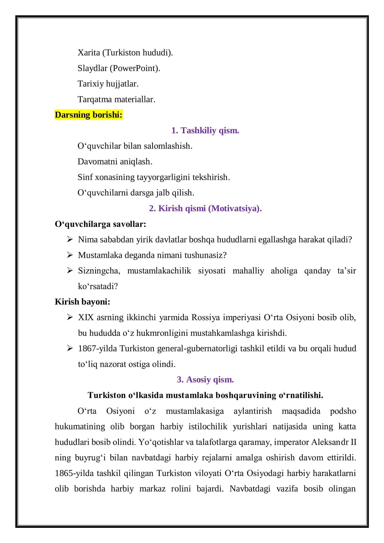 Turkiston general-gubernatorligida boshqaruv tizimi. 2