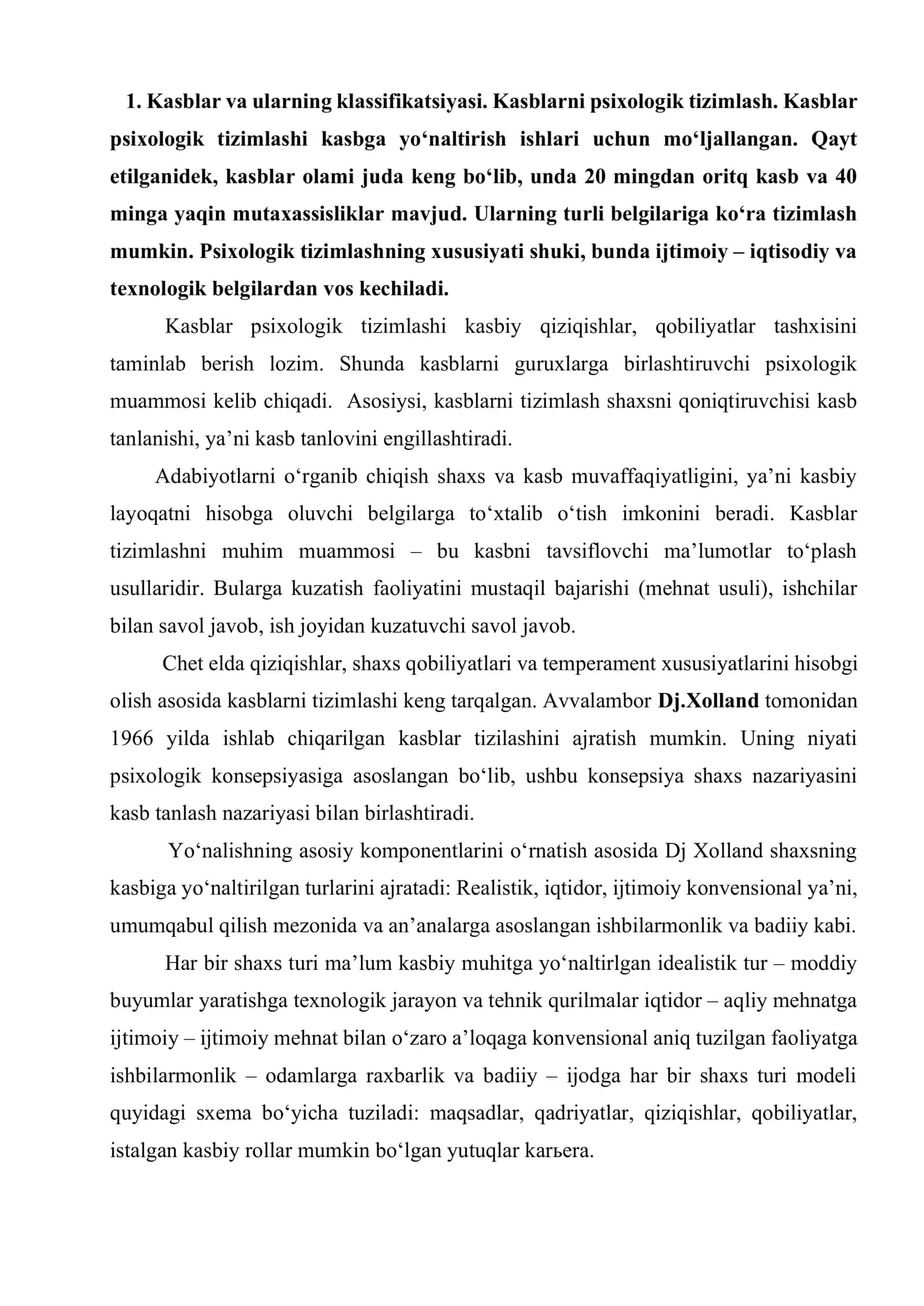Kasblar va ularning klassifikatsiyasi 2