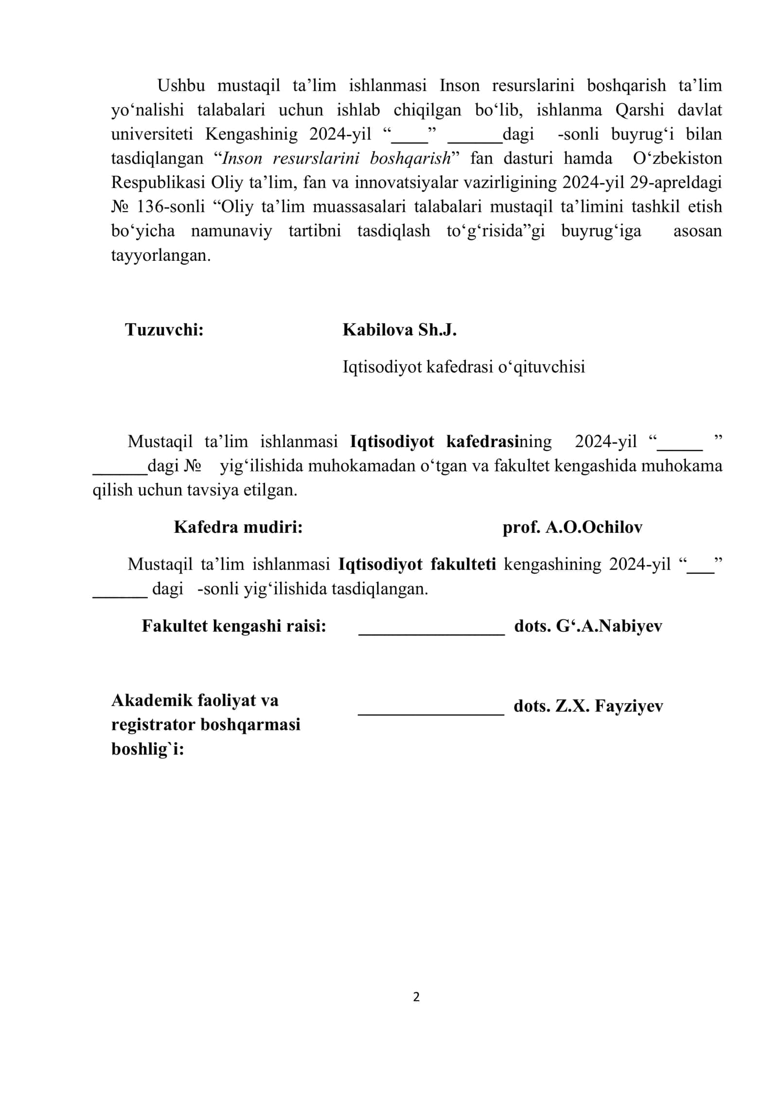 INSON RESURSLARINI BOSHQARISH 2