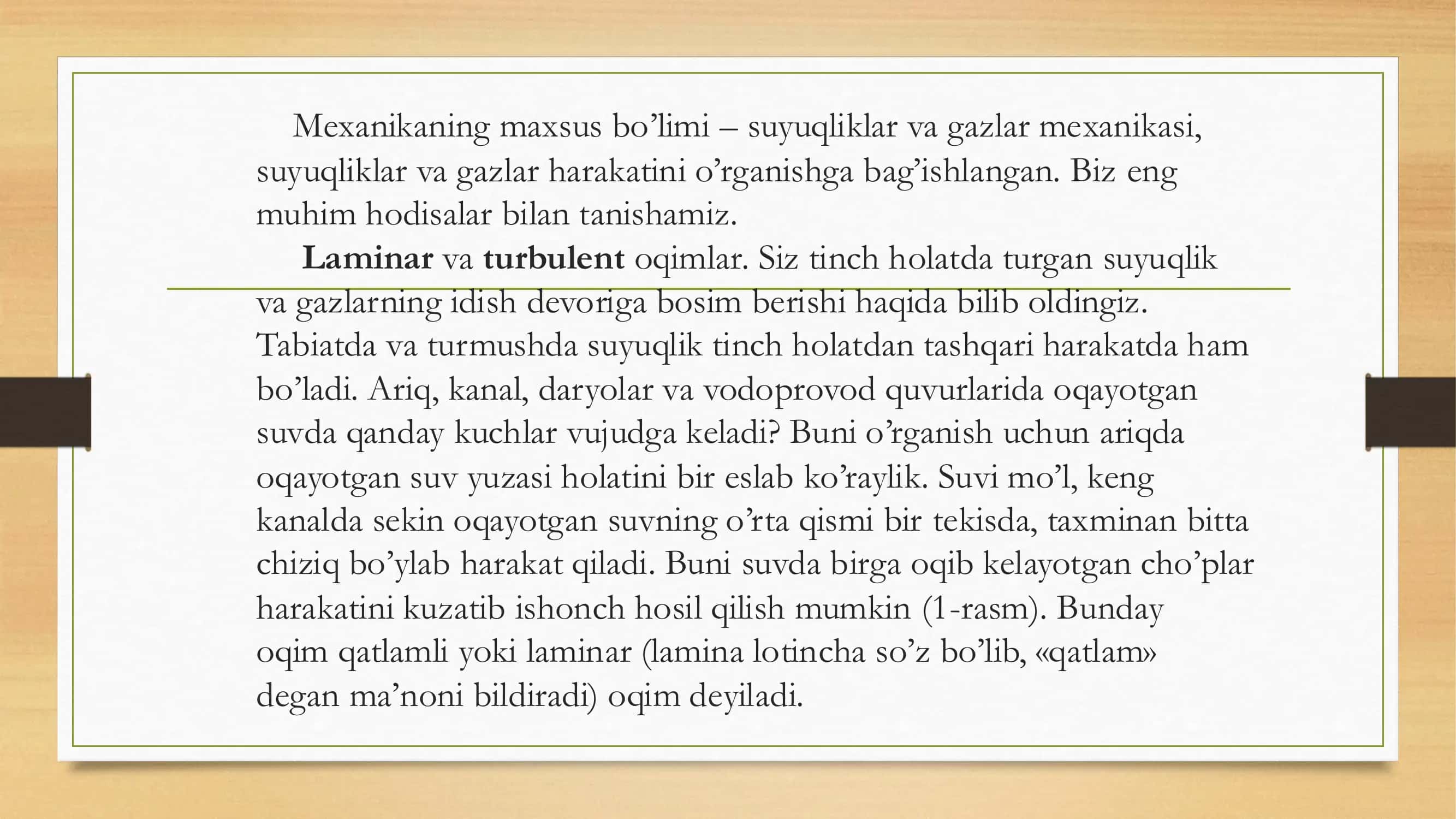 Suyuqlik va gazlar harakati 2