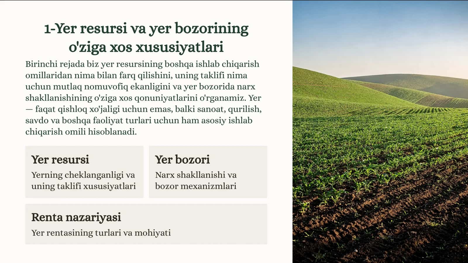 Yer bozori va iqtisodiy 2