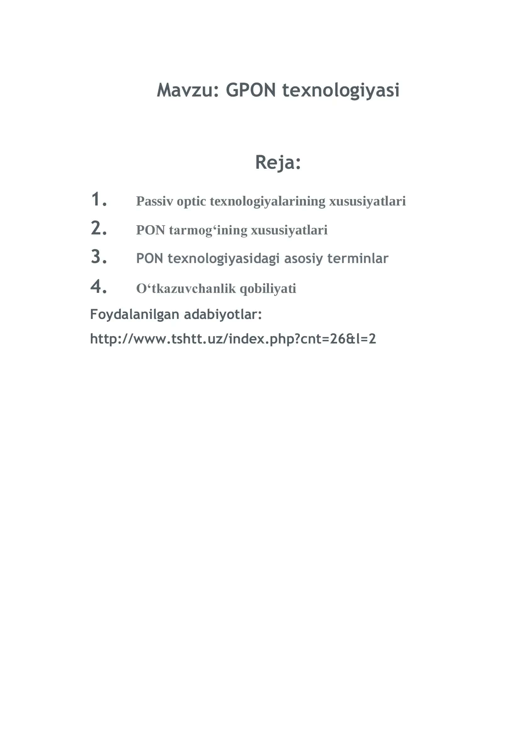 GPON texnologiyasi 2