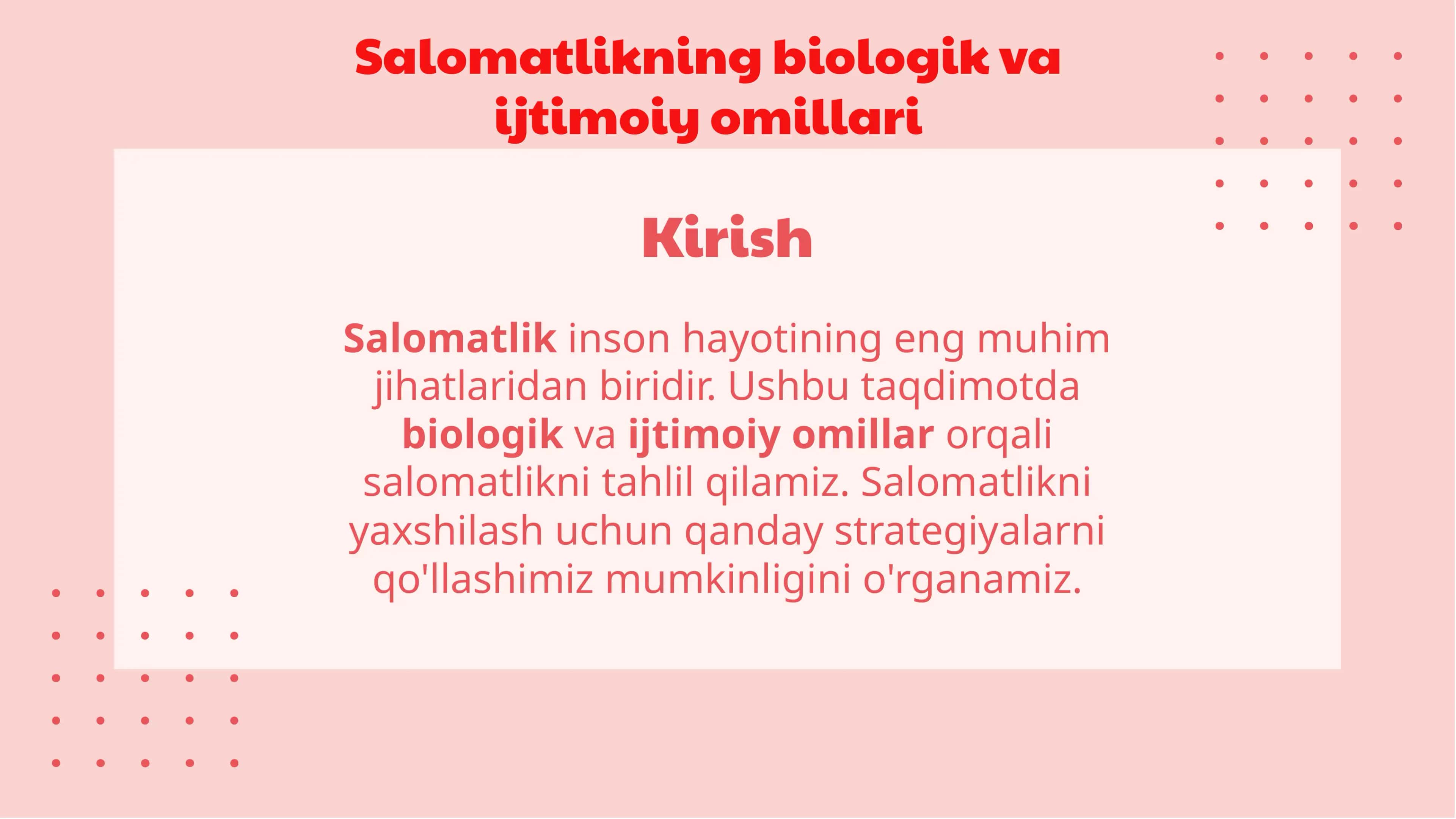 Salomatlikning biologik va ijtimoiy omillari 2