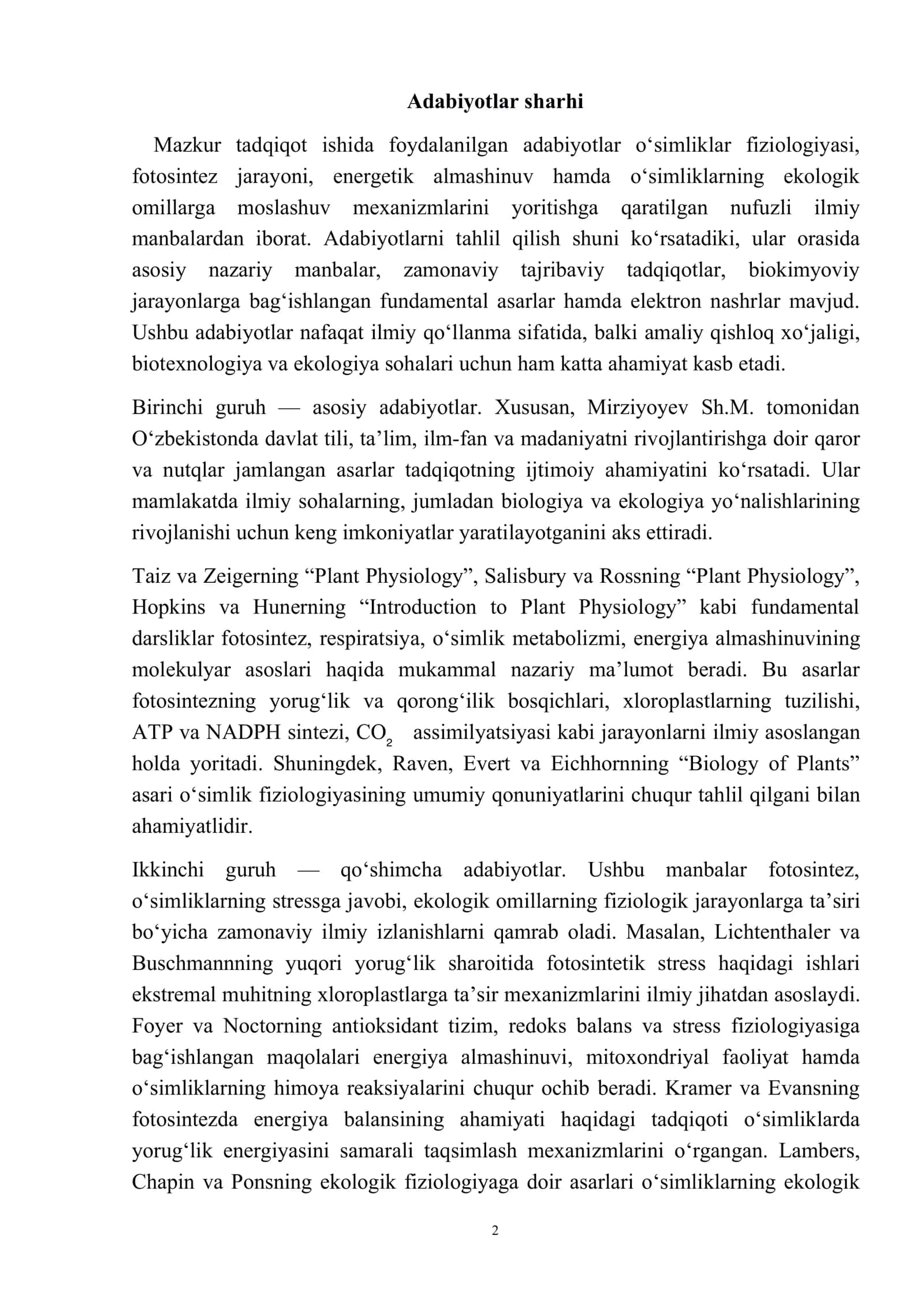 O'Simliklarda energiya almashinuvi 2