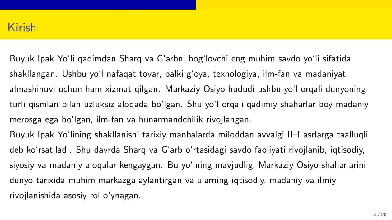 Buyuk ipak yoli orta osiodagi ahamiyati 2