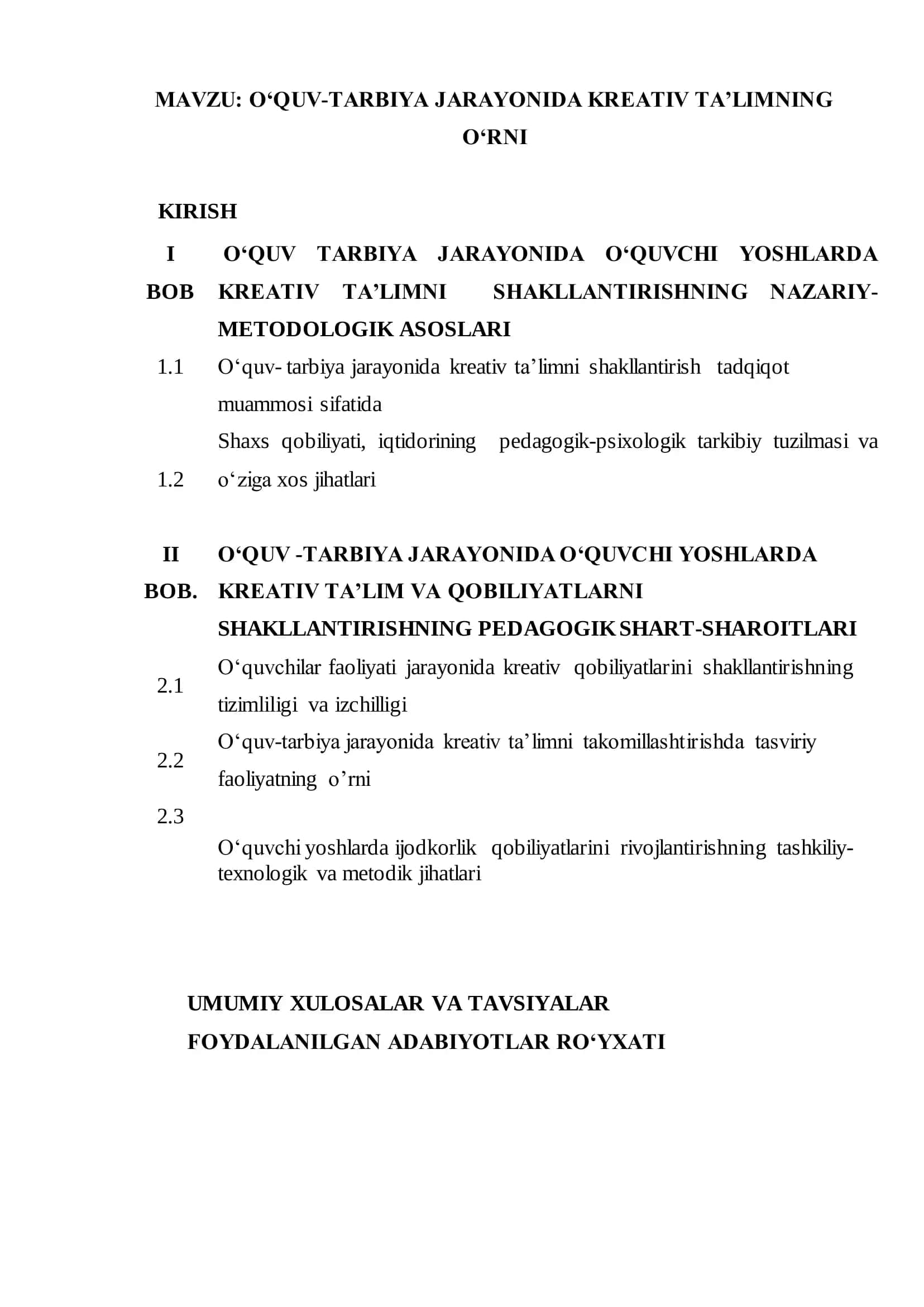 O„QUV-TARBIYA JARAYONIDA KREATIV TA‟LIMNING O„RNI 2