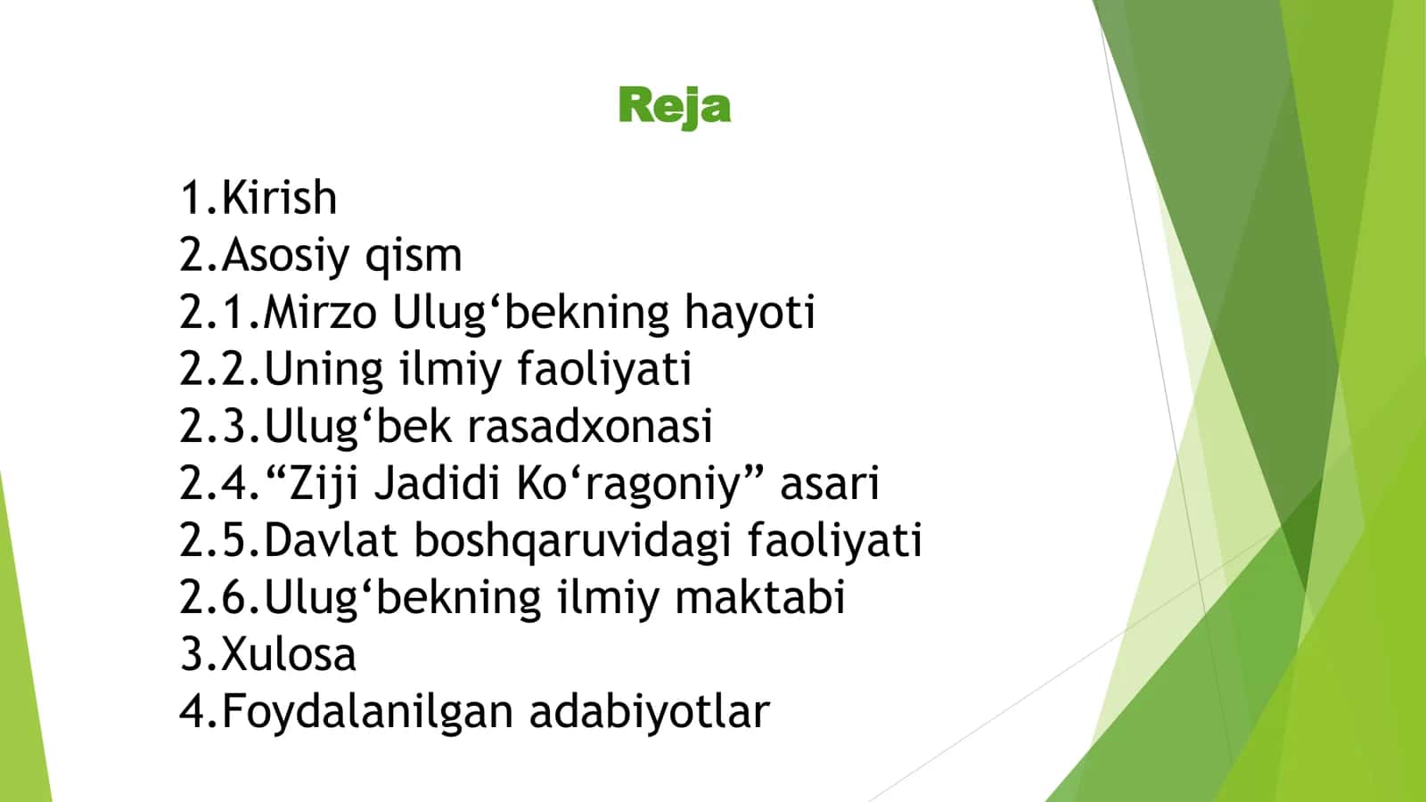 Mirzo Ulug'bek taqdimoti , O'zbekiston Tarixi 2