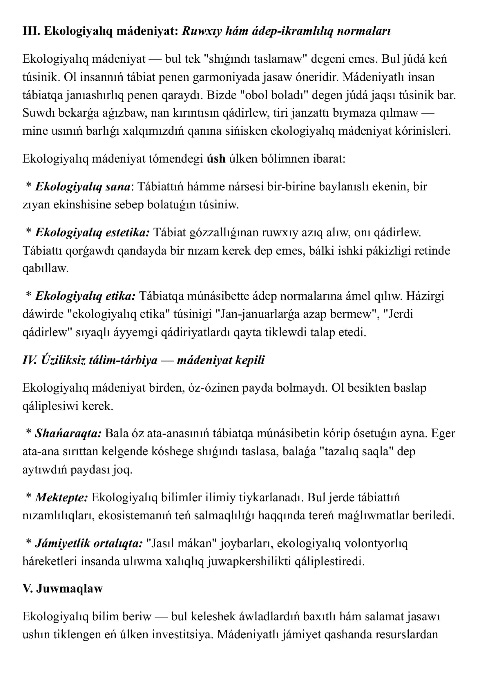 Ekologiyalıq bilim 2