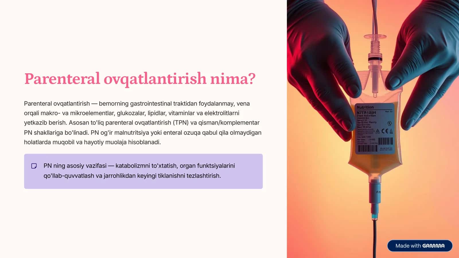 Jarrohlik paytida parenteral ovqatlantirishga kirish 2