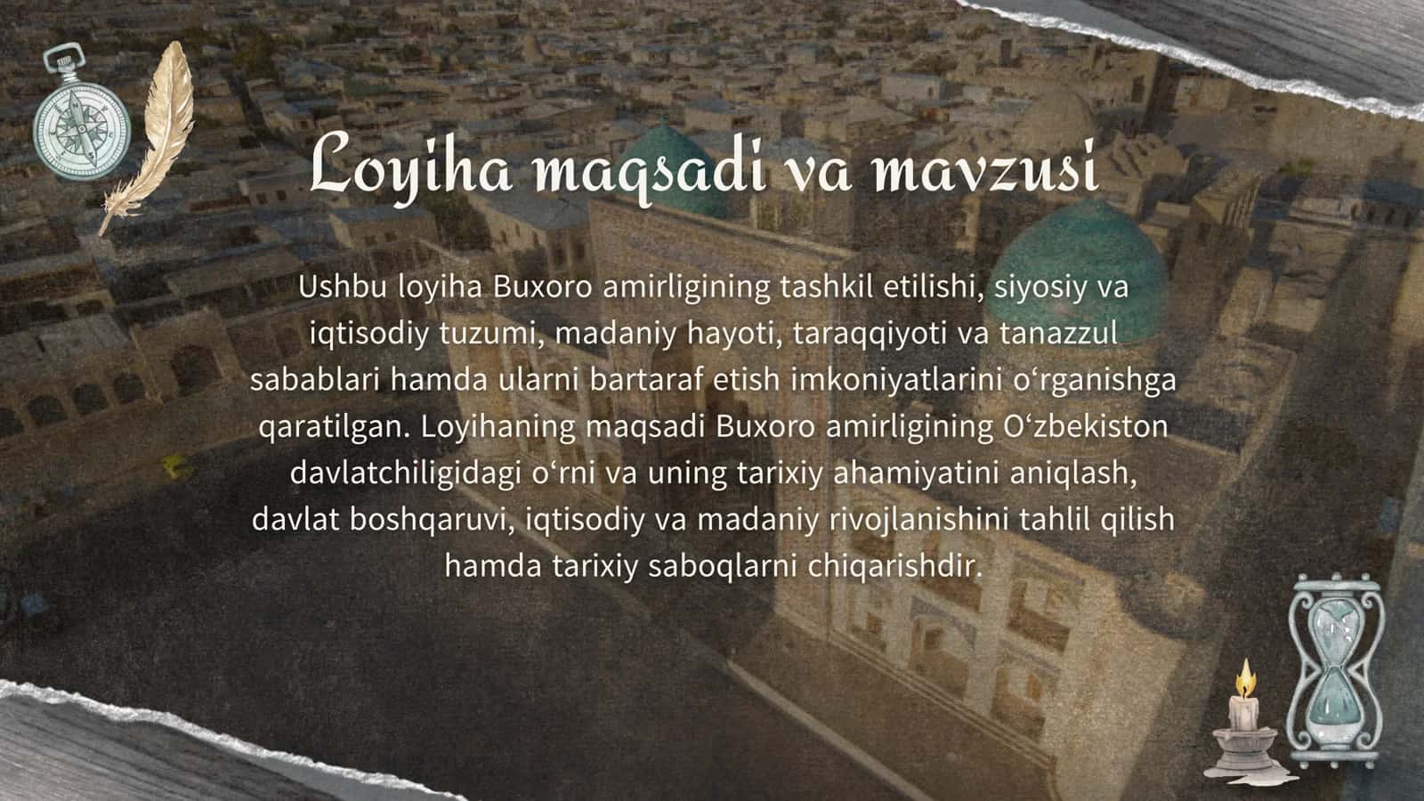 Tarix fanidan tayyorlagan Loyiha ishi maktab uchun 2
