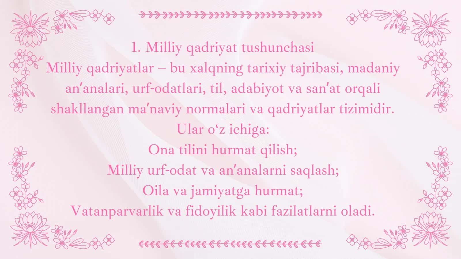 Milliy qadriyatlarning o'rni ta'lim jarayonida 2