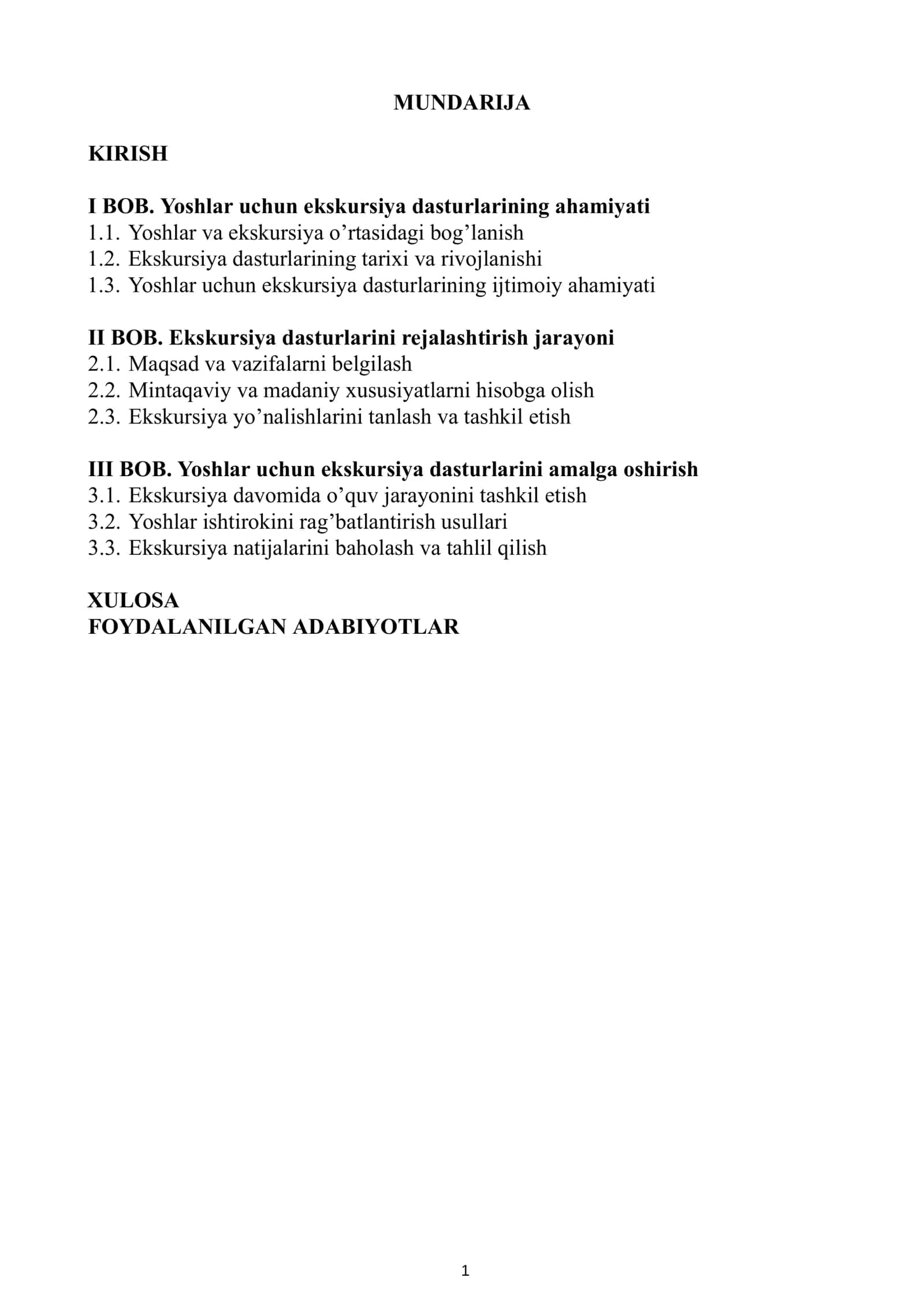 Ekskursiya ishini tashkil etish fani 2
