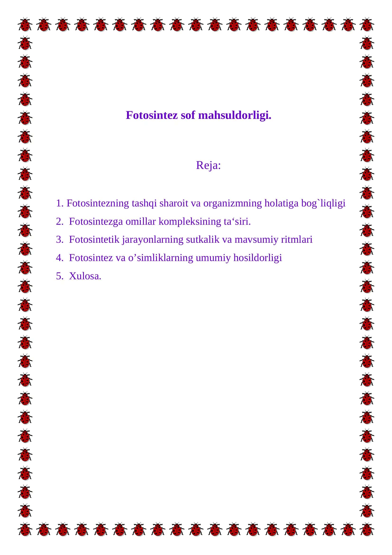 Fotosintezning sof mahsuldorligi 2