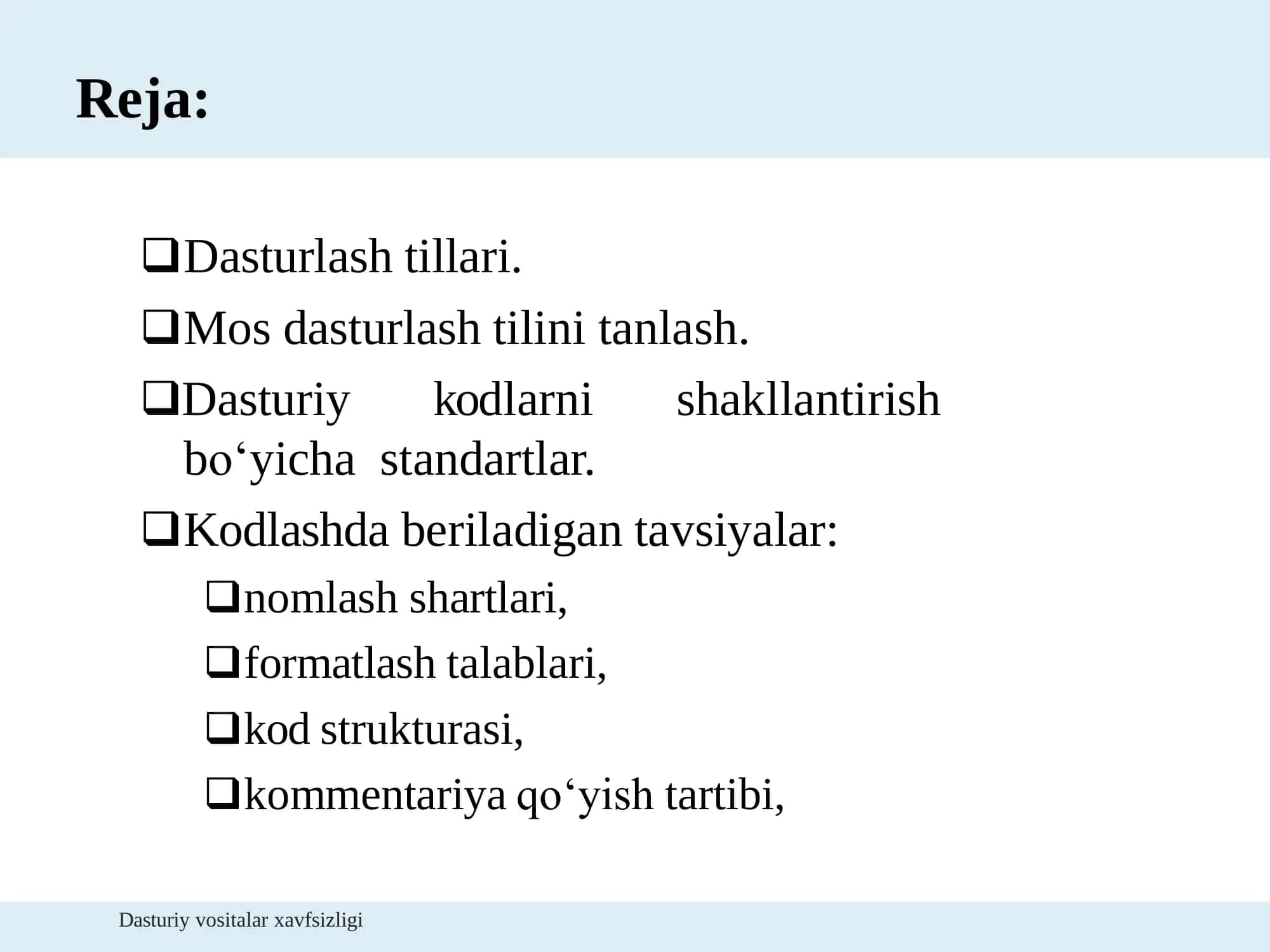 Dasturiy vositalar xavfsizligi 2