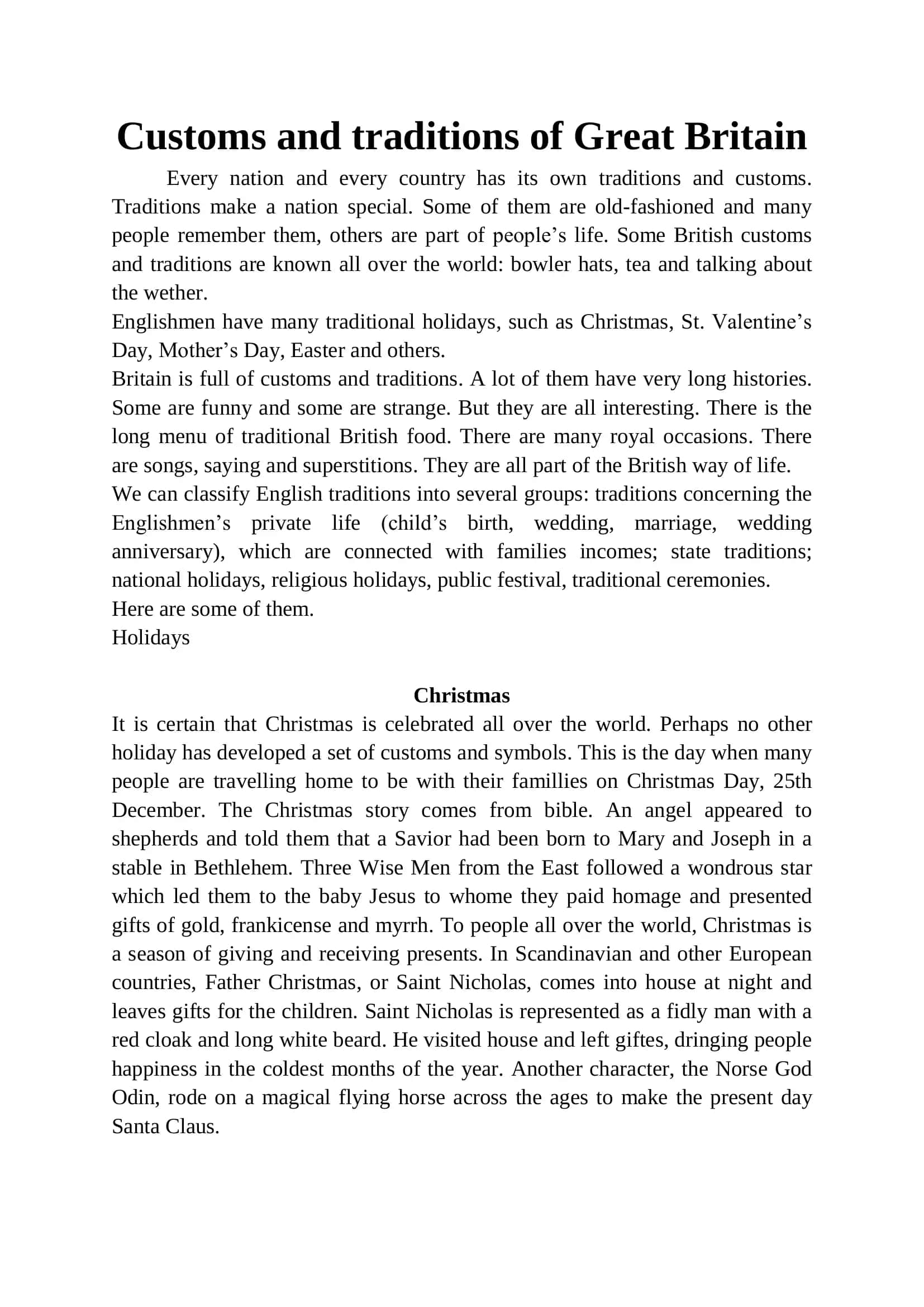 CUSTOMS AND TRADITIONS OF GREAT BRITAIN 2