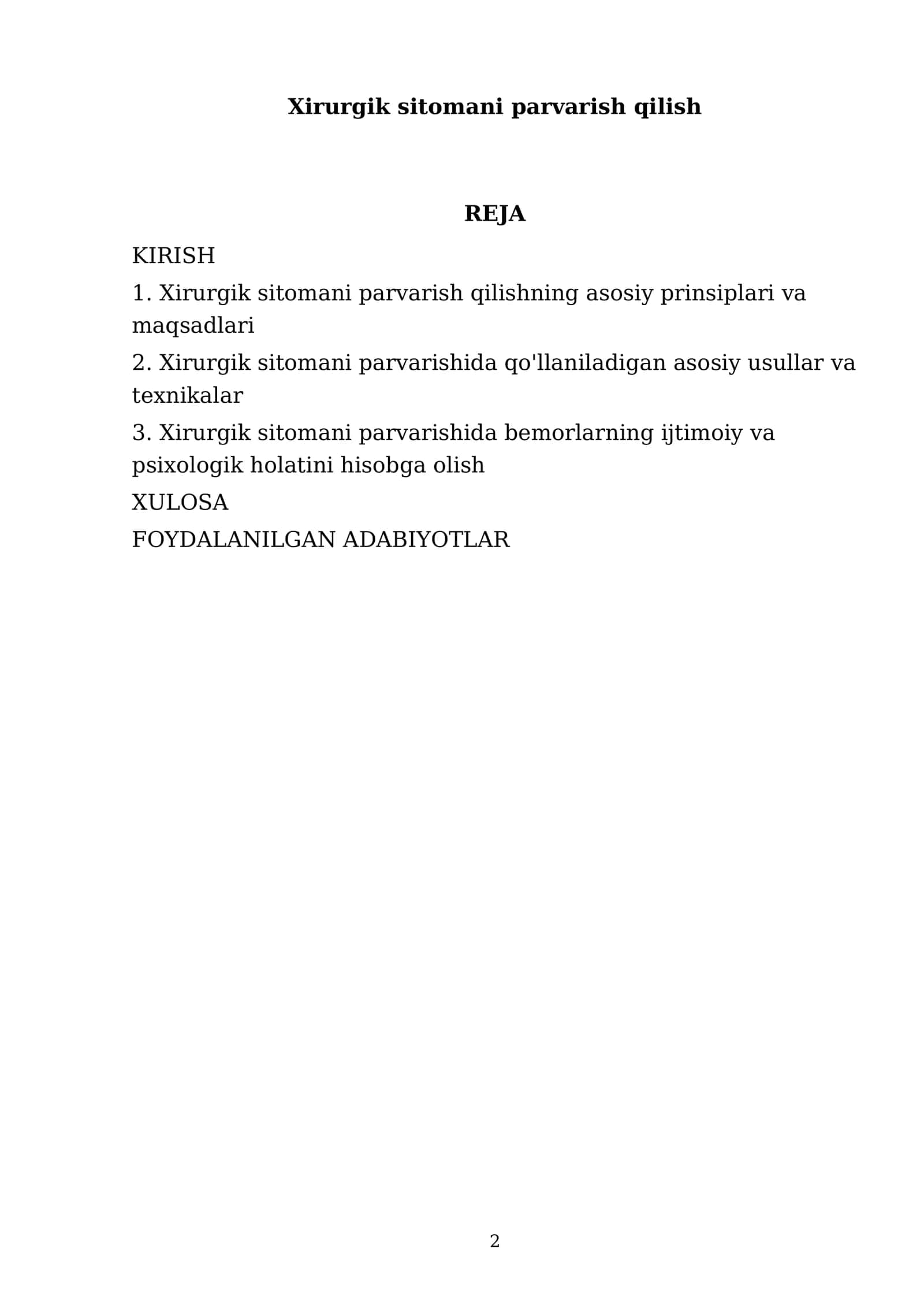 Xirurgik sitomani parvarish qilish 2