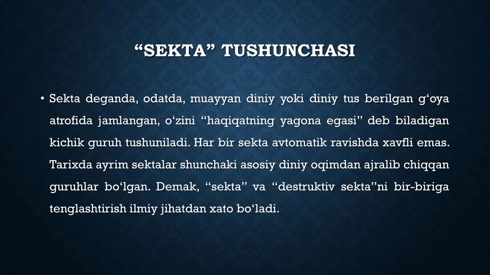 SEKTA TUSHUNCHASI 2