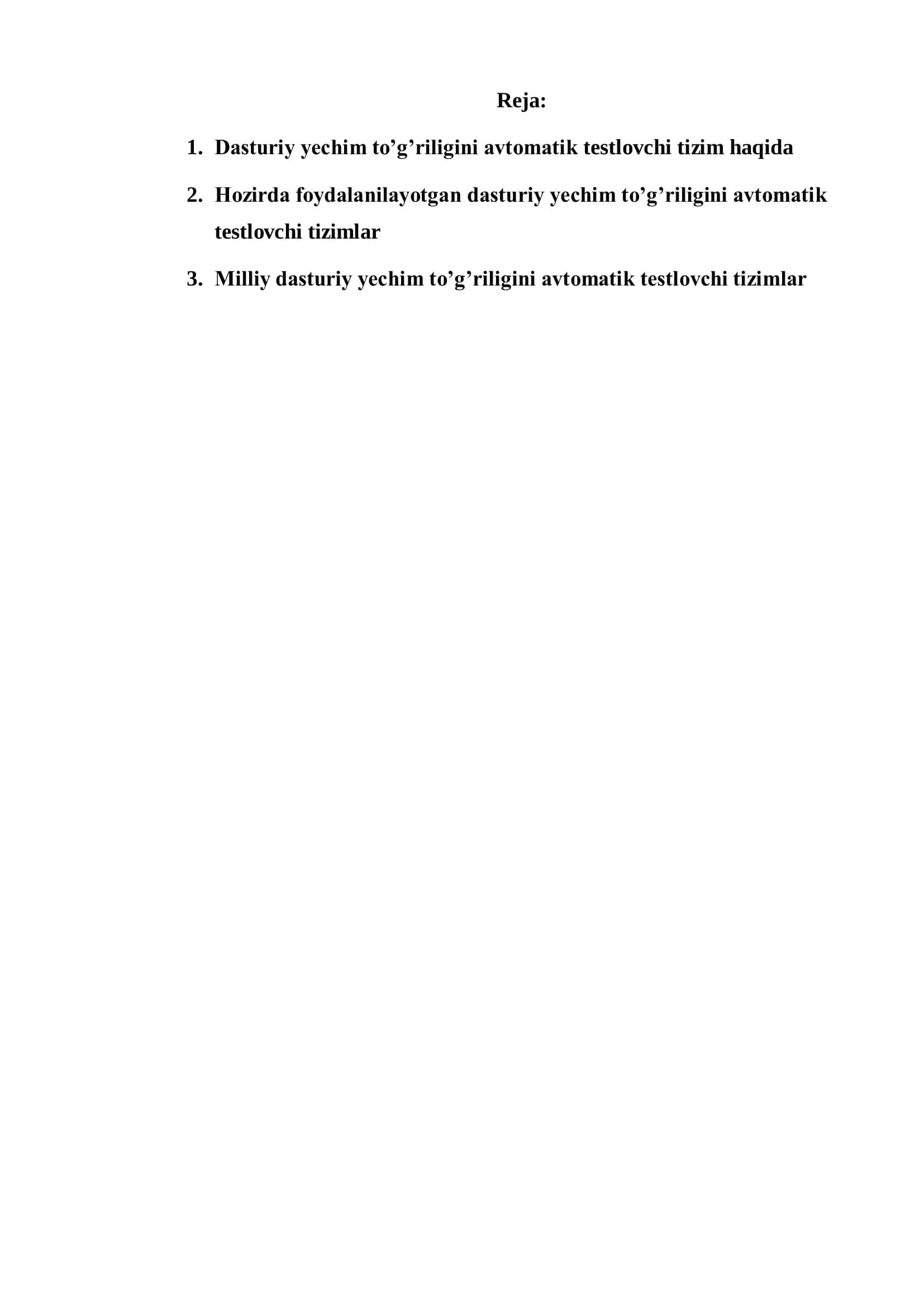 Dasturiy yechim to'g'riligini avtomatik testlovchi tizim 2