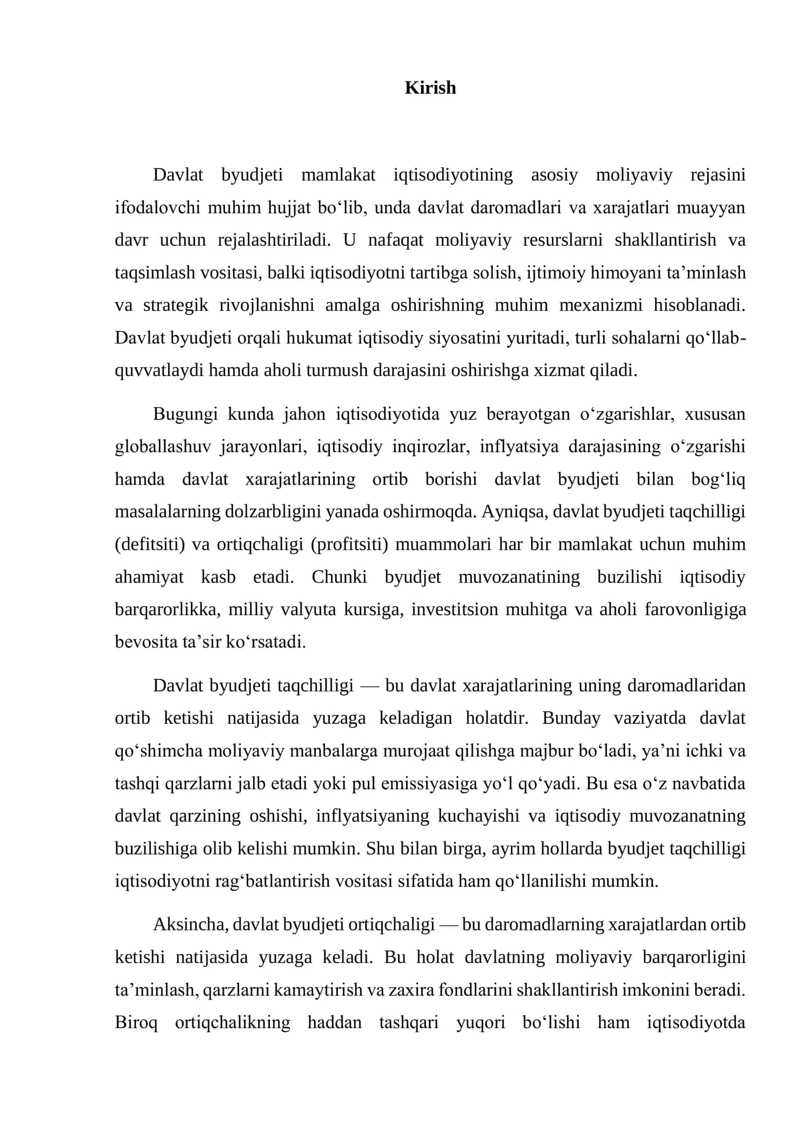 Davlat byudjeti taqchilligi va ortiqchaligi 2