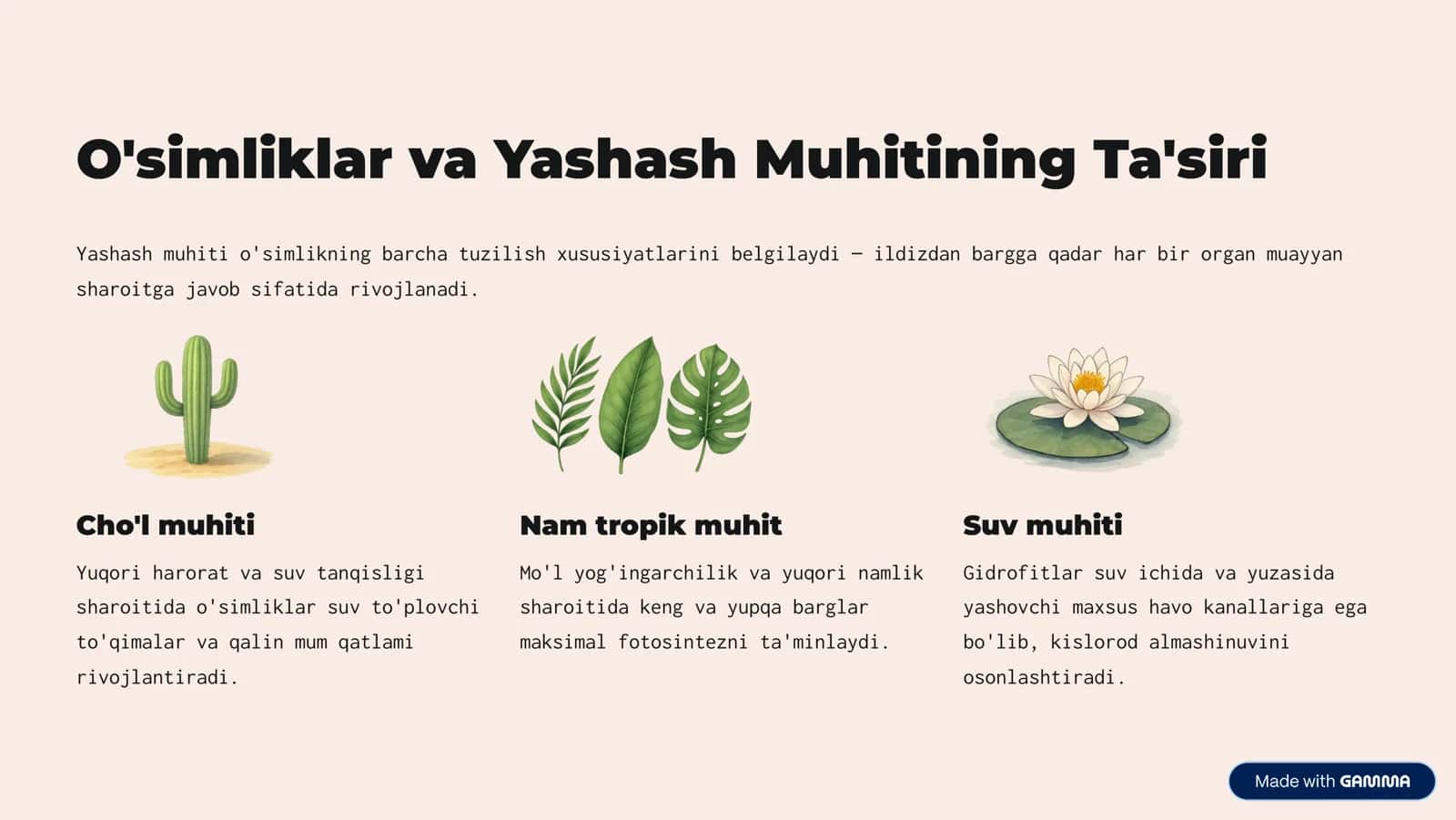 O'simliklar va Yashash Muhitining Ta'siri 2