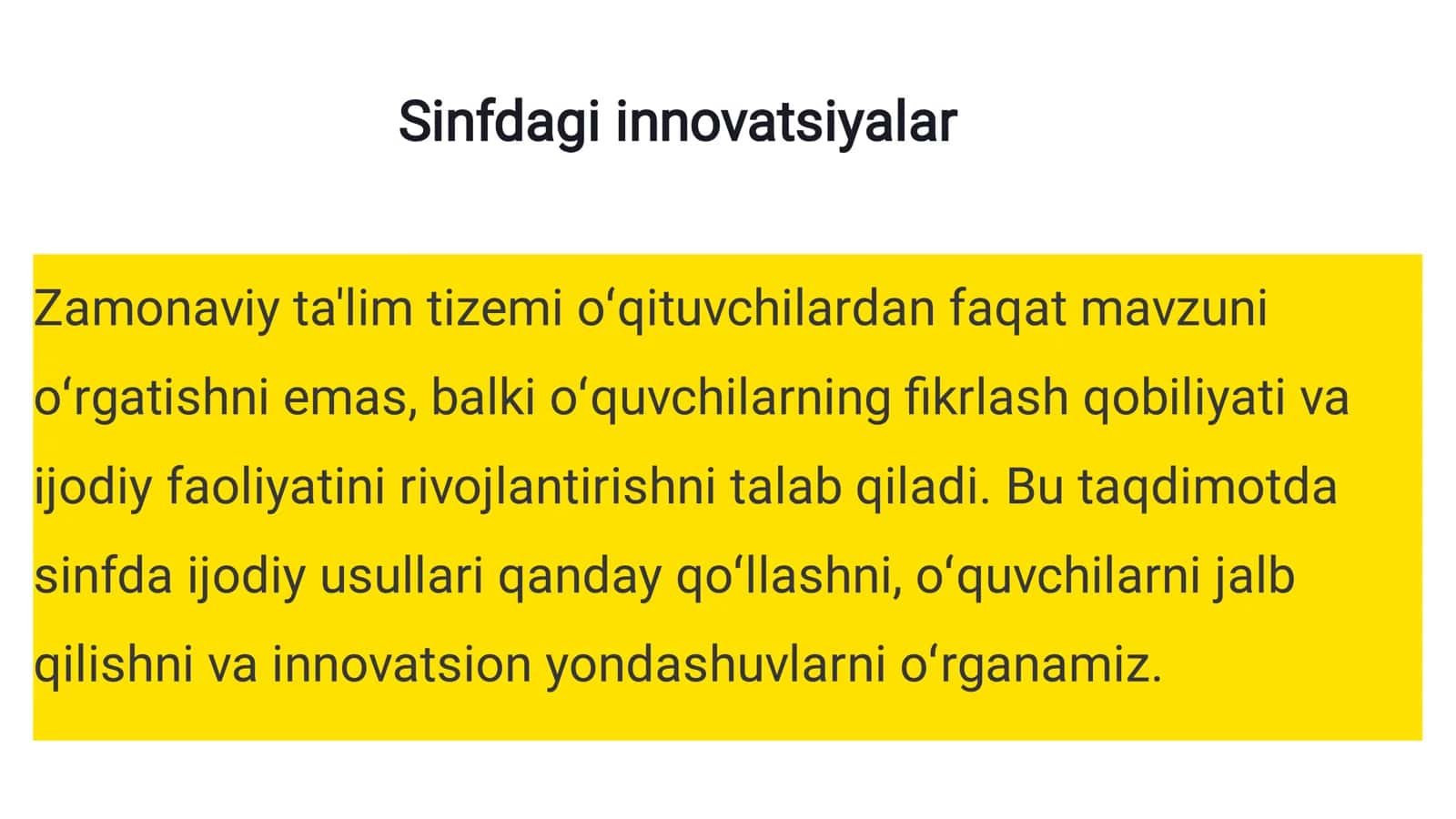 Zamonaviy ta'lim tizemi oʻqituvchilardan 2