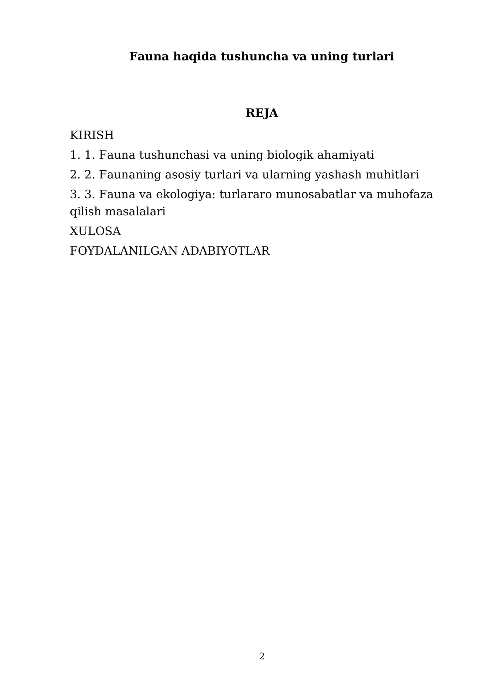 Fauna haqida tushuncha va uning turlari 2
