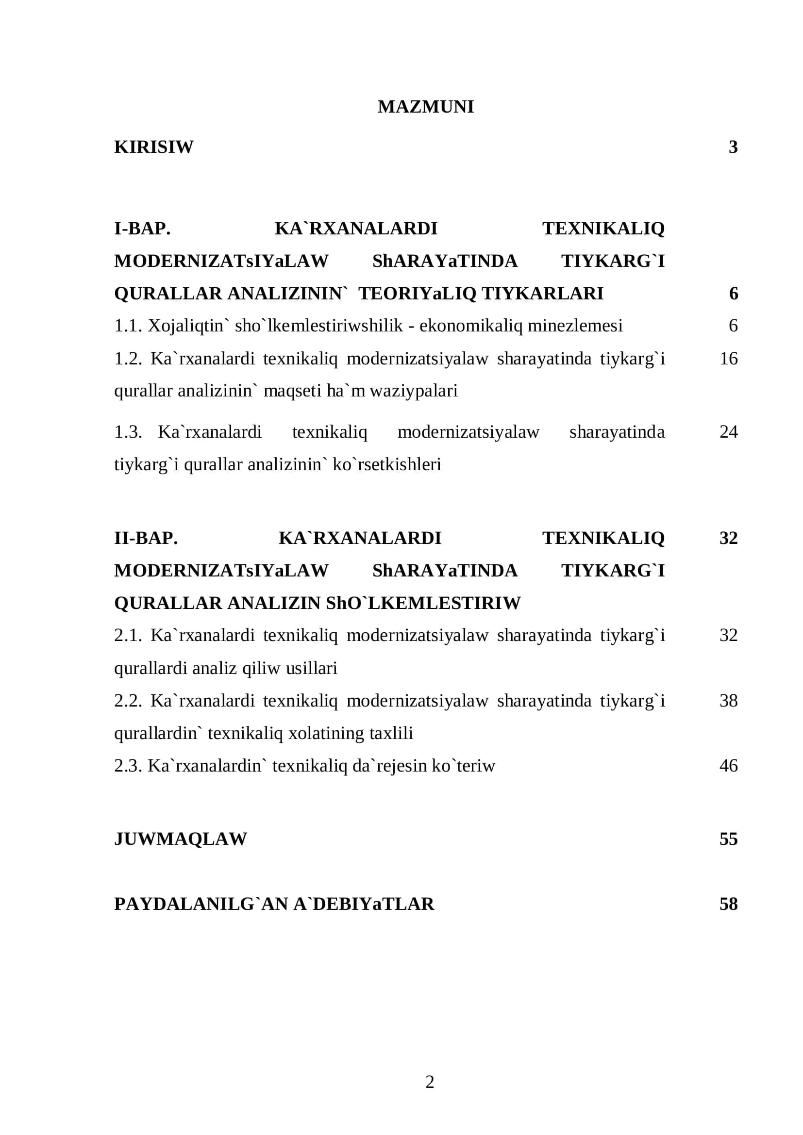 PITKERIW QA`NIGELIK JUMISI 2