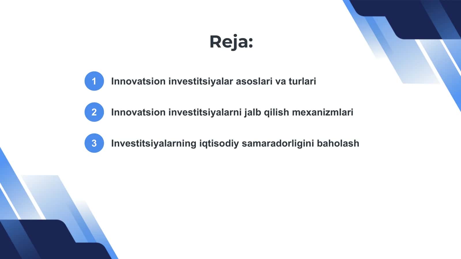 Innovatsion investitsiyalar 2