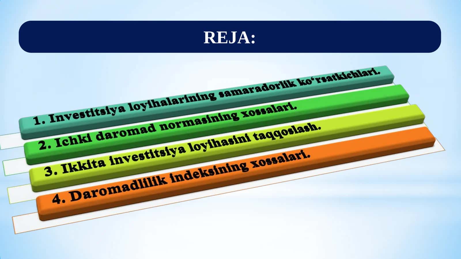 MOLIYA MATEMATIKASI: INVESTITSION LOYIHALARNING SAMARADORLIGINI BAHOLASH 2