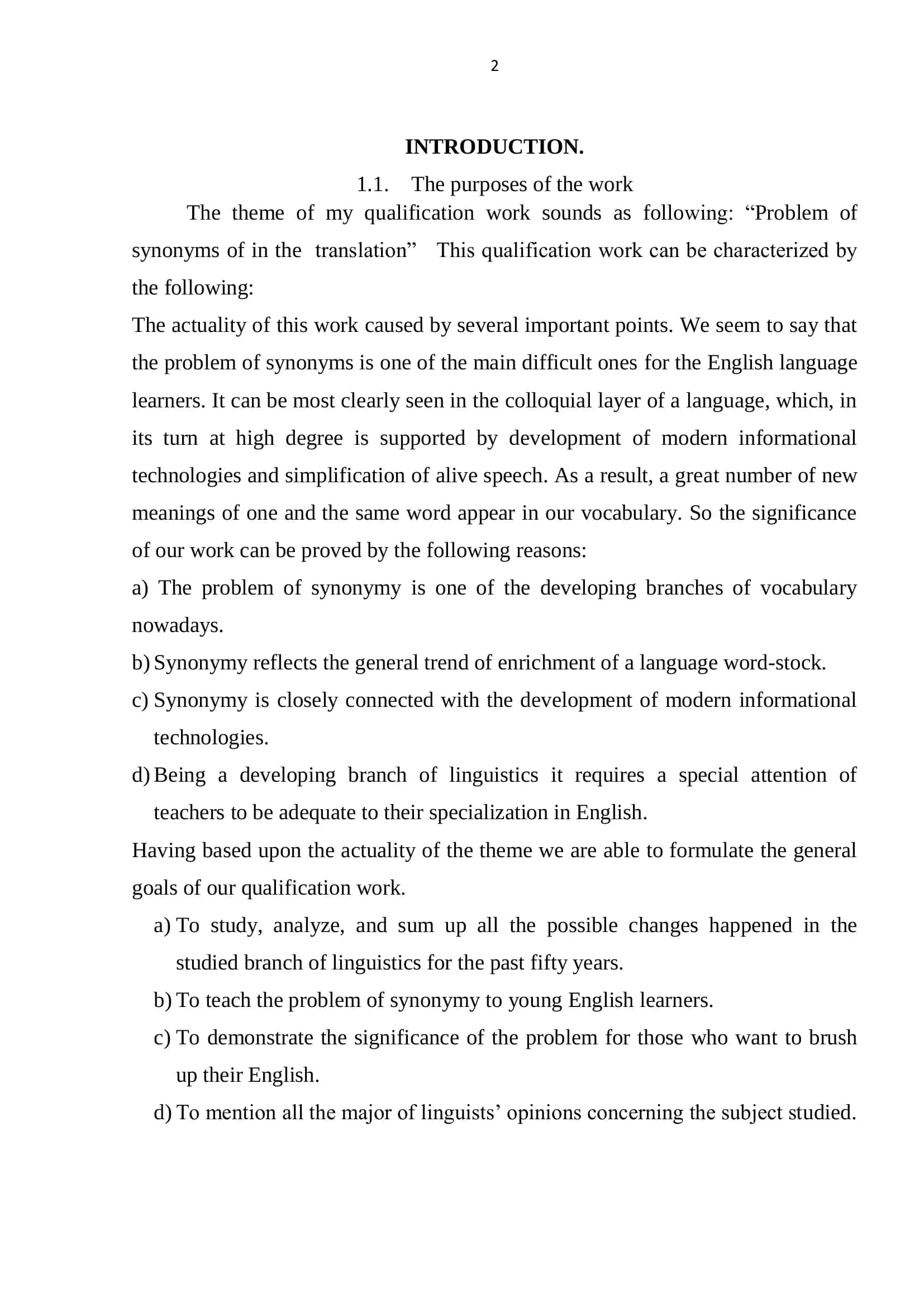 Qualification work on "Problem of synonyms in the translation" 2