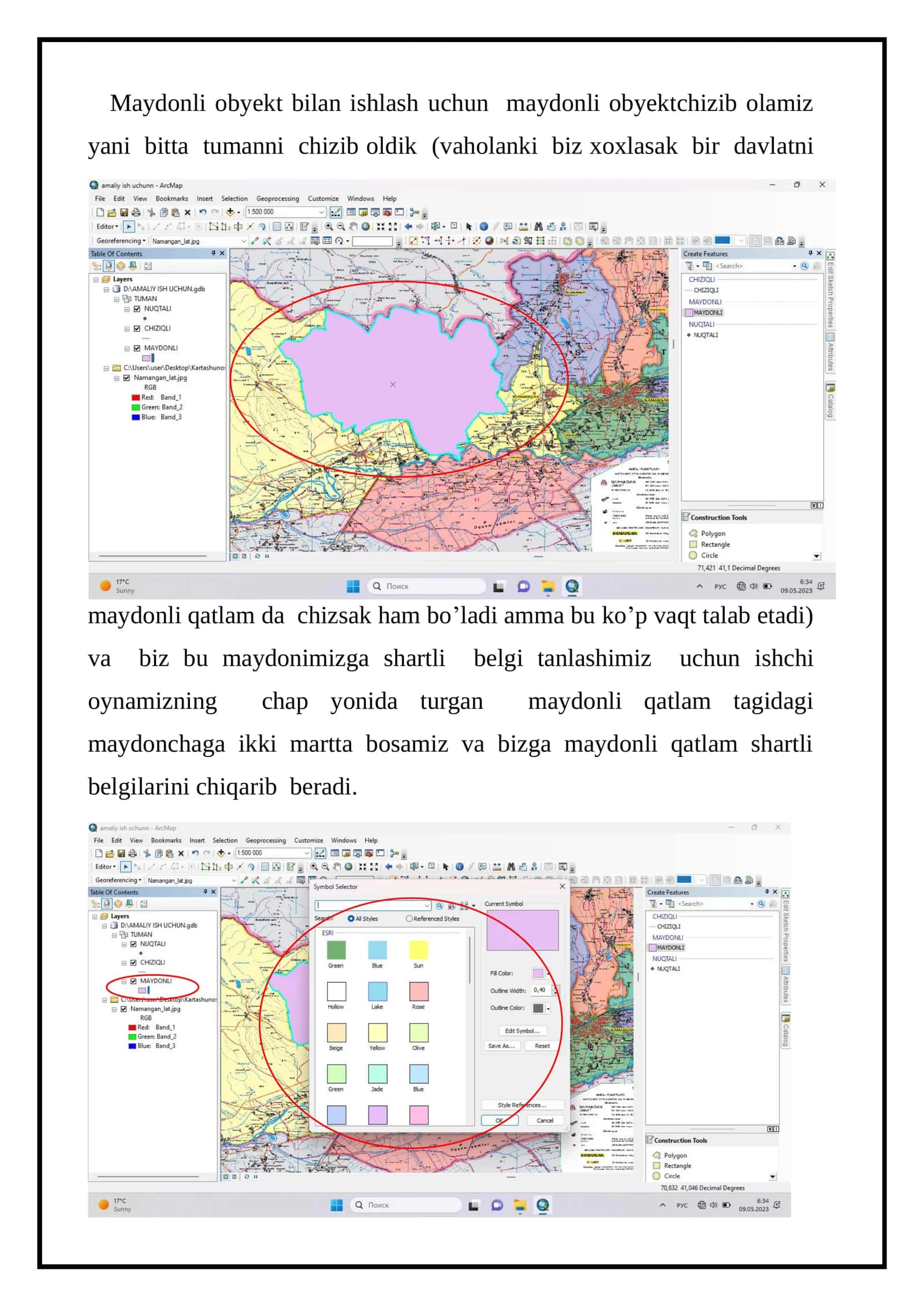 ArcMap ilovasida maydonli qatlamlar bilan ishlash 2