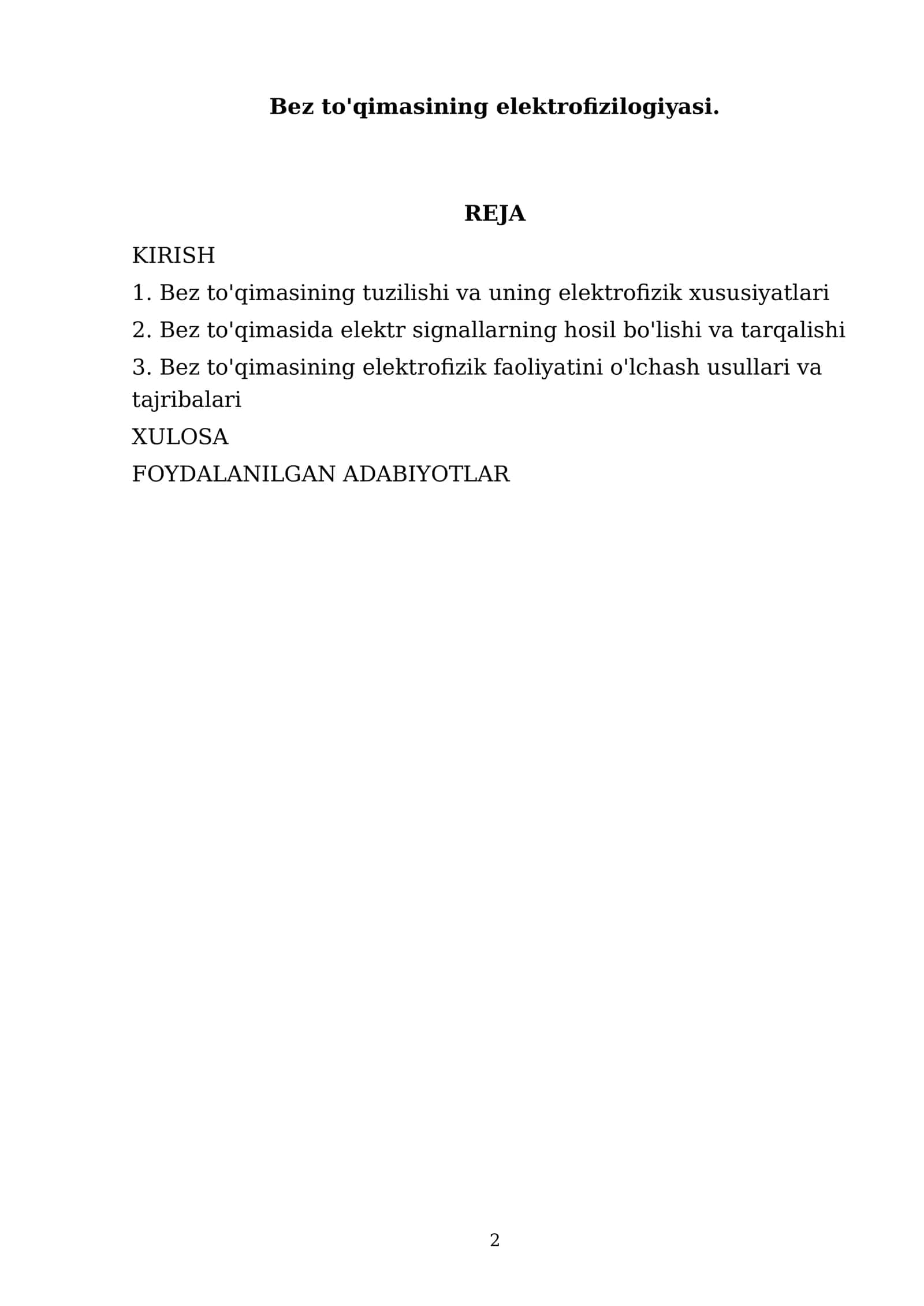 Bez to'qimasining elektrofizilogiyasi 2